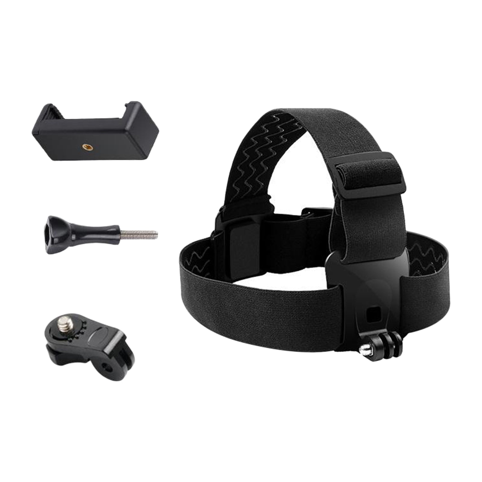 Head Strap Mount Holder w/ Clip for GoPro Sports Camera Mobile Phone Black