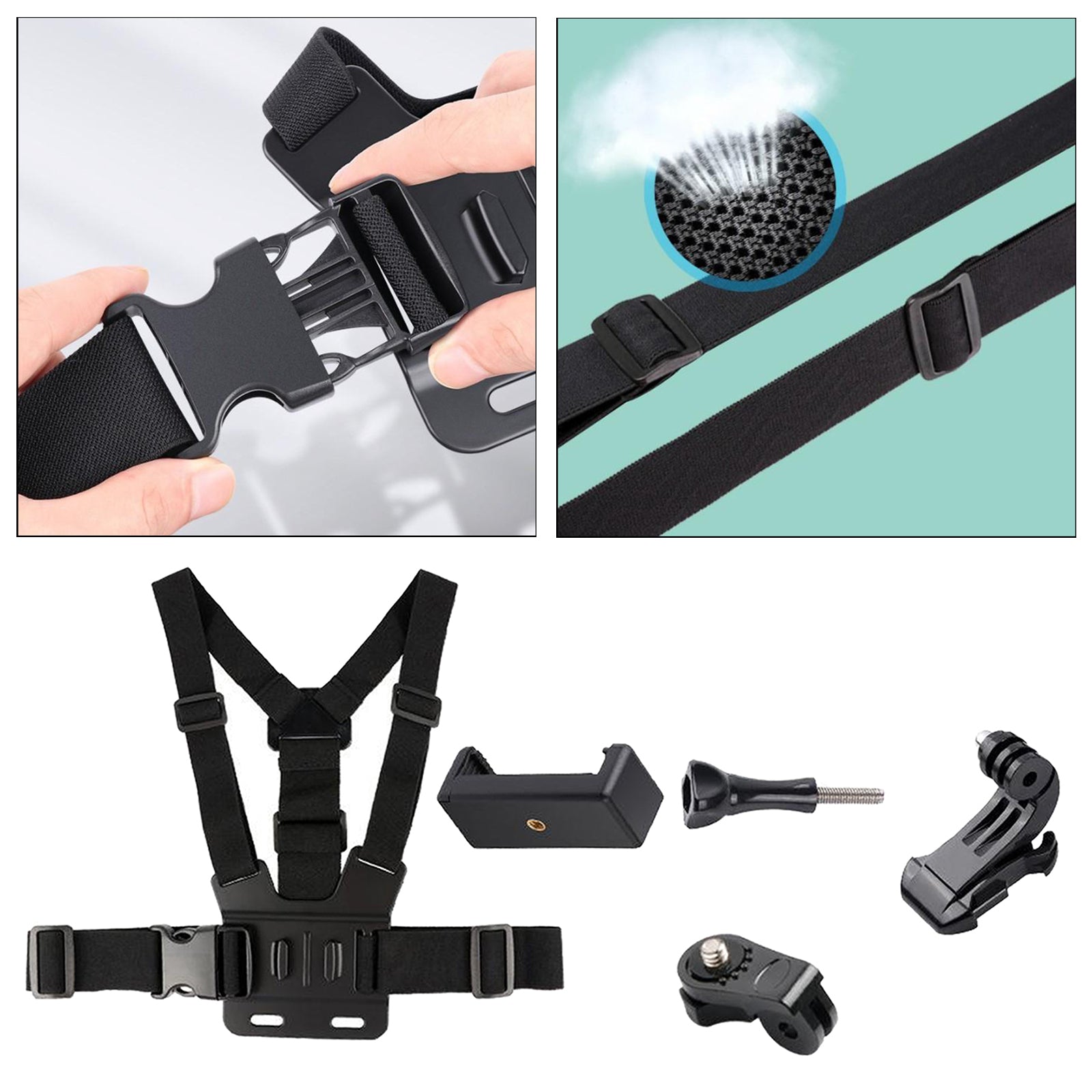 Smartphone Adjustable Chest Fixed Strap Mount Bracket with Cell Phone Clip