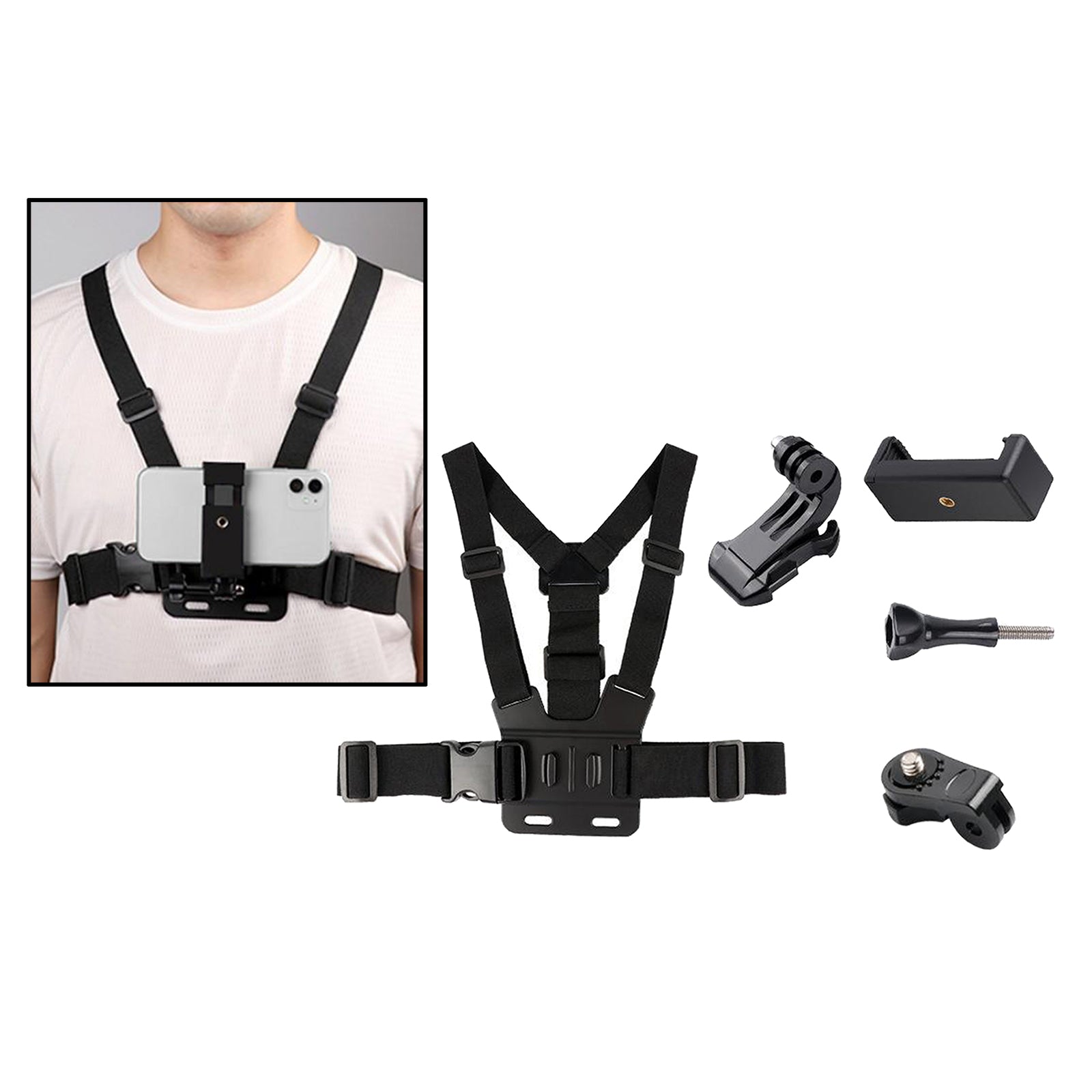 Smartphone Adjustable Chest Fixed Strap Mount Bracket with Cell Phone Clip