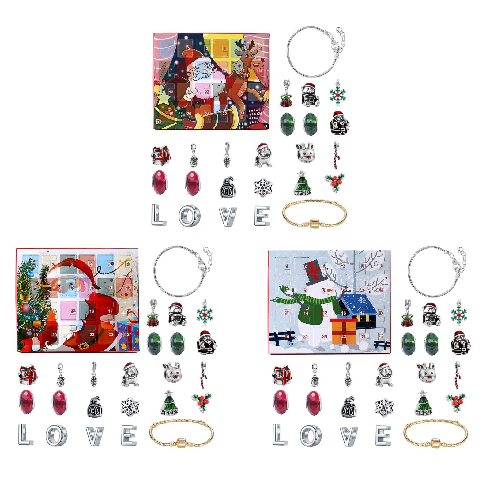 24 Days Christmas Advent Calendar DIY Charm Bracelet DIY Countdown Style A