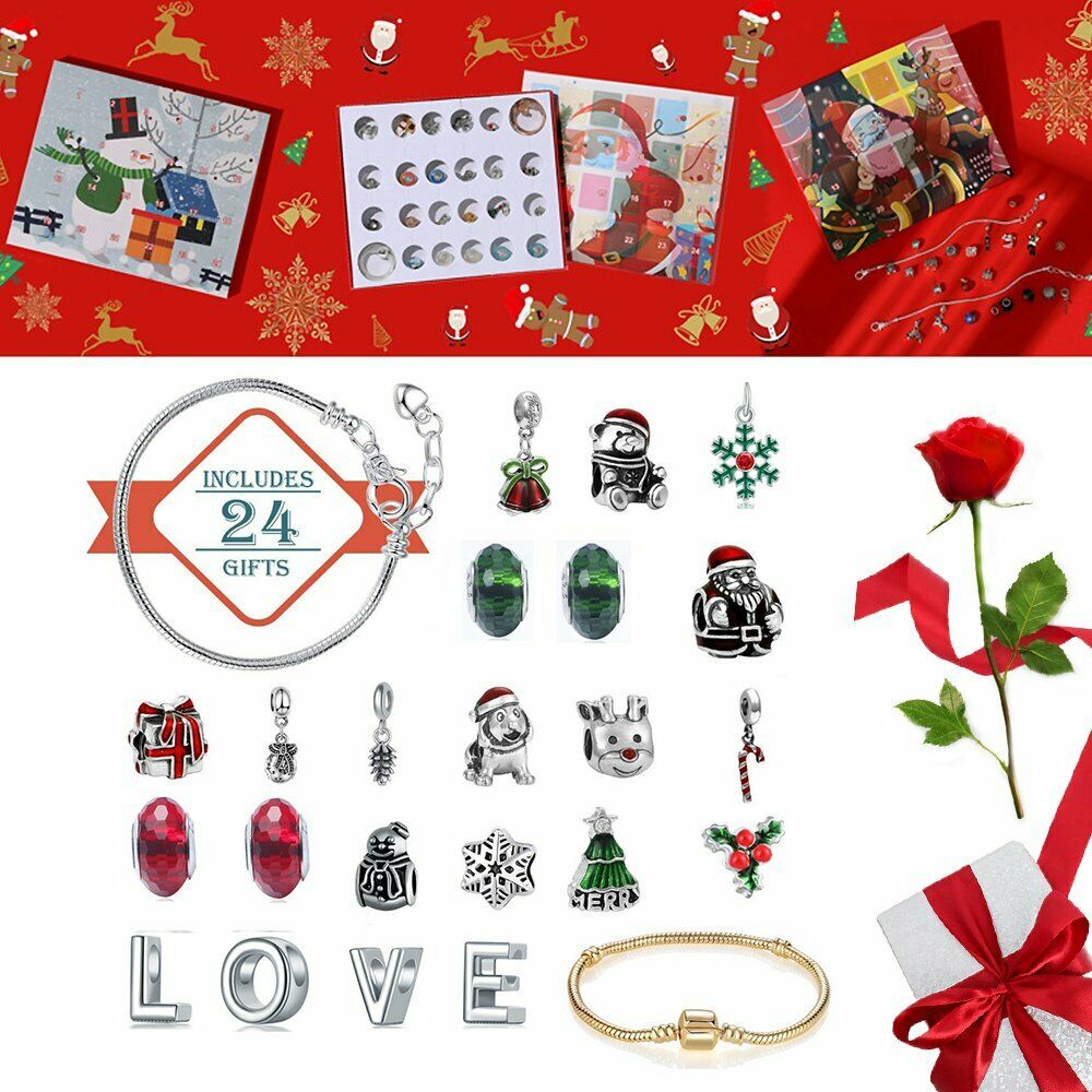 24 Days Christmas Advent Calendar DIY Charm Bracelet DIY Countdown Style A