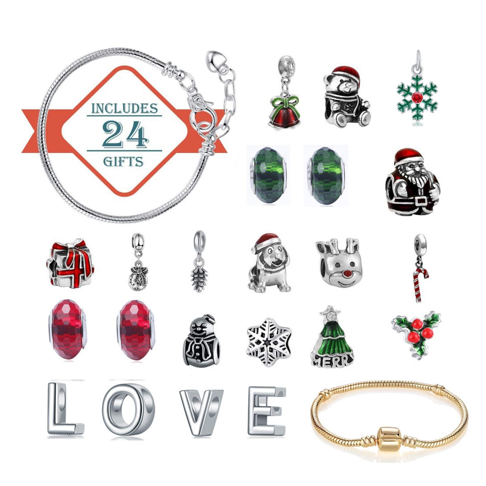 24 Days Christmas Advent Calendar DIY Charm Bracelet DIY Countdown Style A