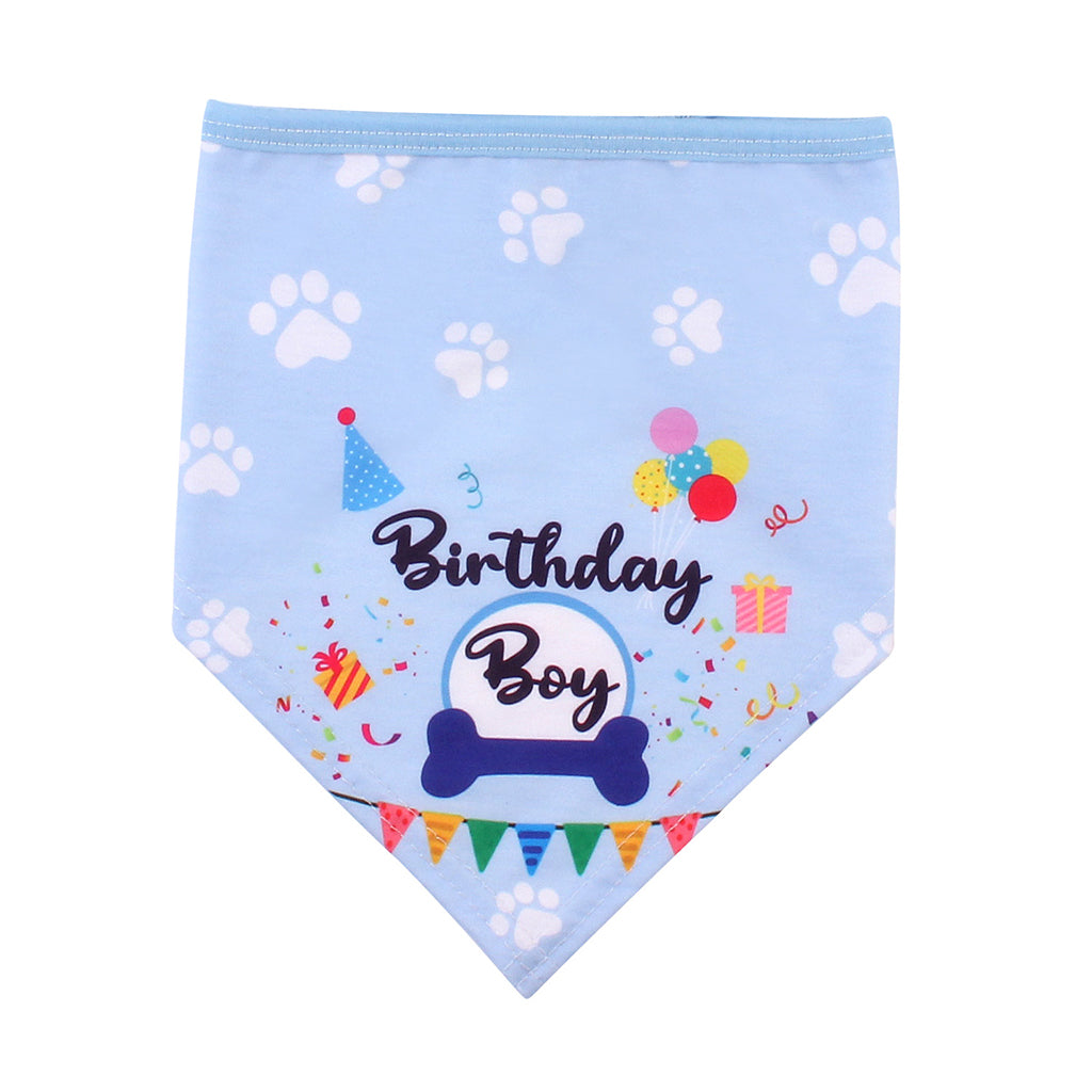 Pet Dog Cat Birthday Hat Bandana Neckerchief Ties Party Fancy Dress Blue