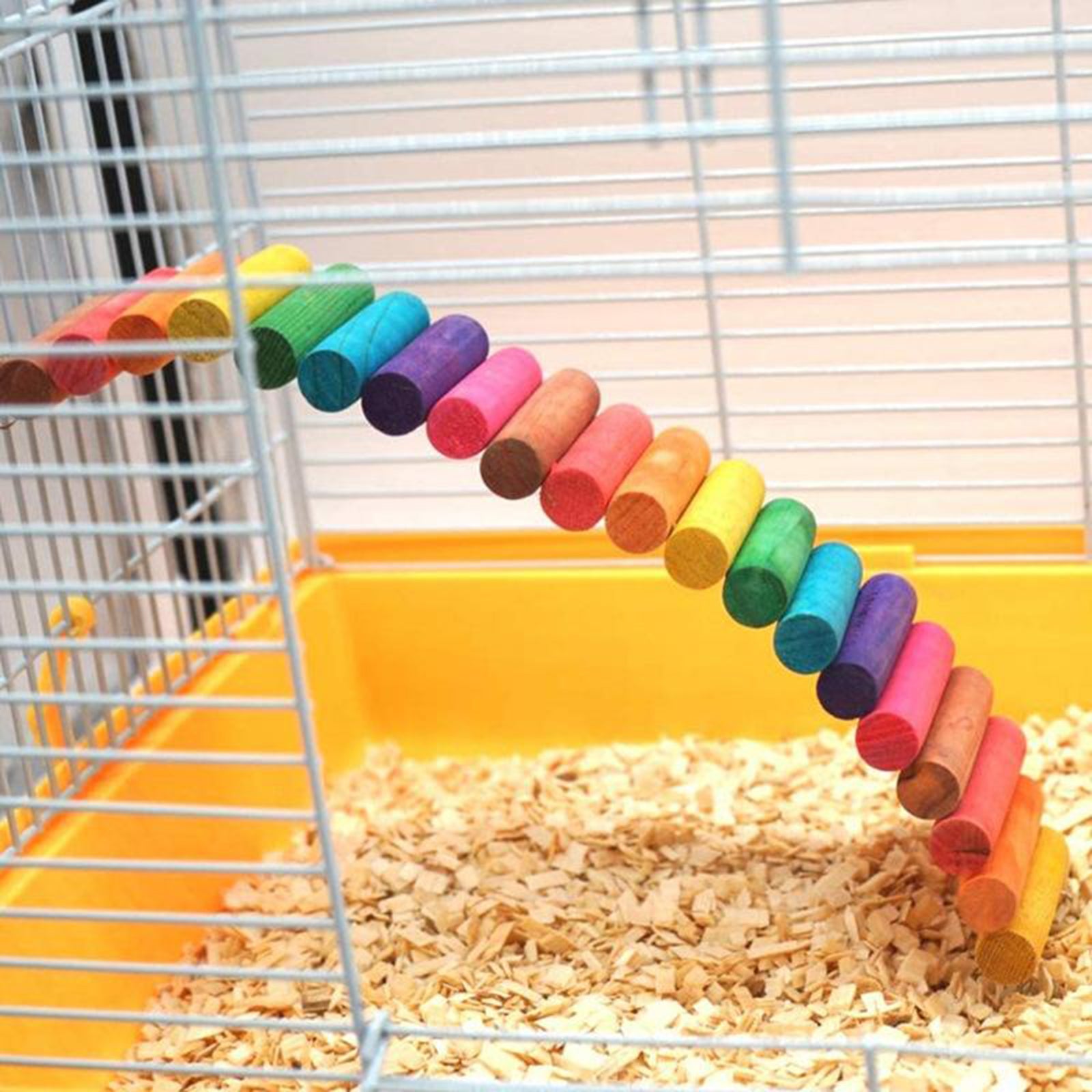 Bird Parrot Suspension Bridge Swing Stand Perch Cage Hanging Toys 50x7.5cm