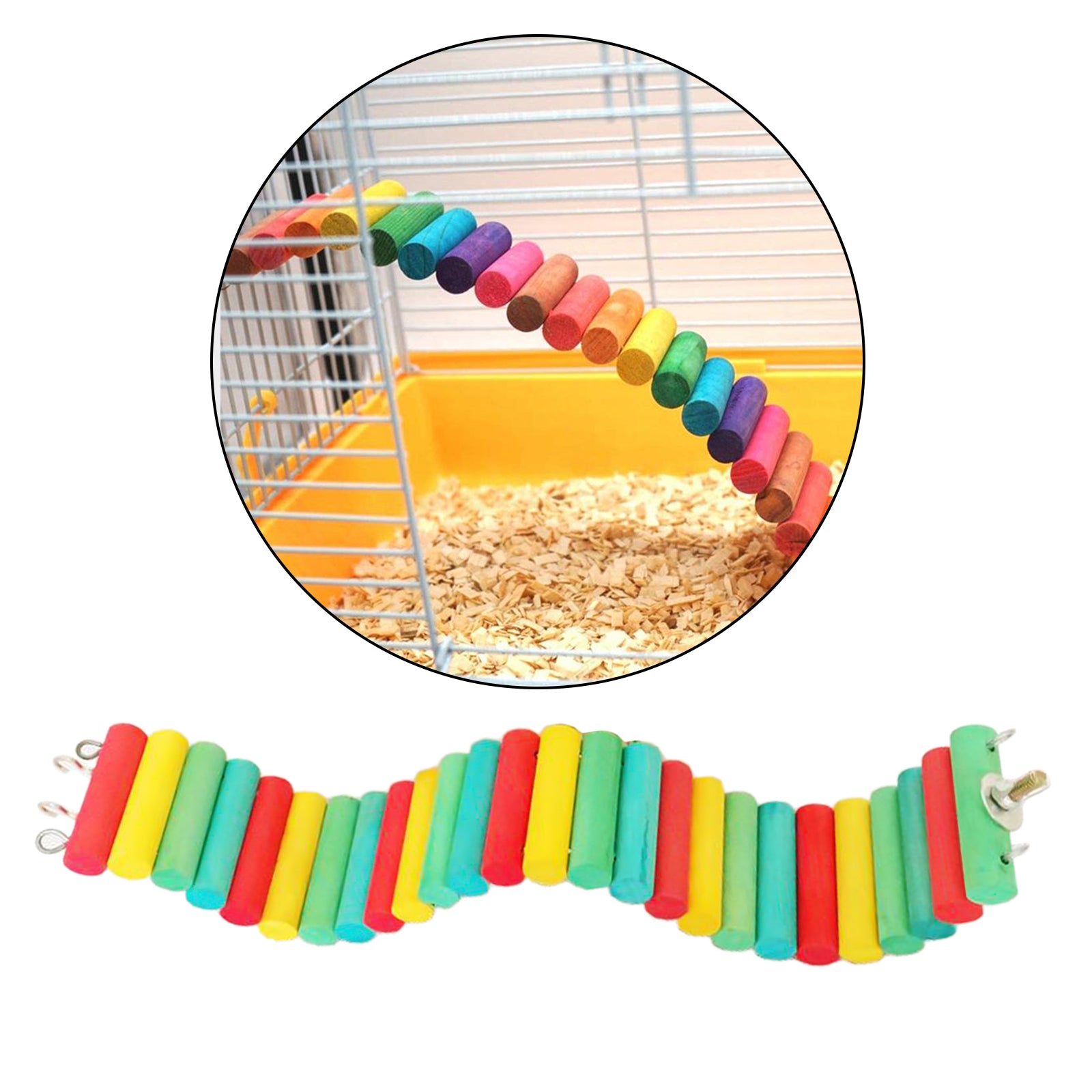 Bird Parrot Suspension Bridge Swing Stand Perch Cage Hanging Toys 50x7.5cm