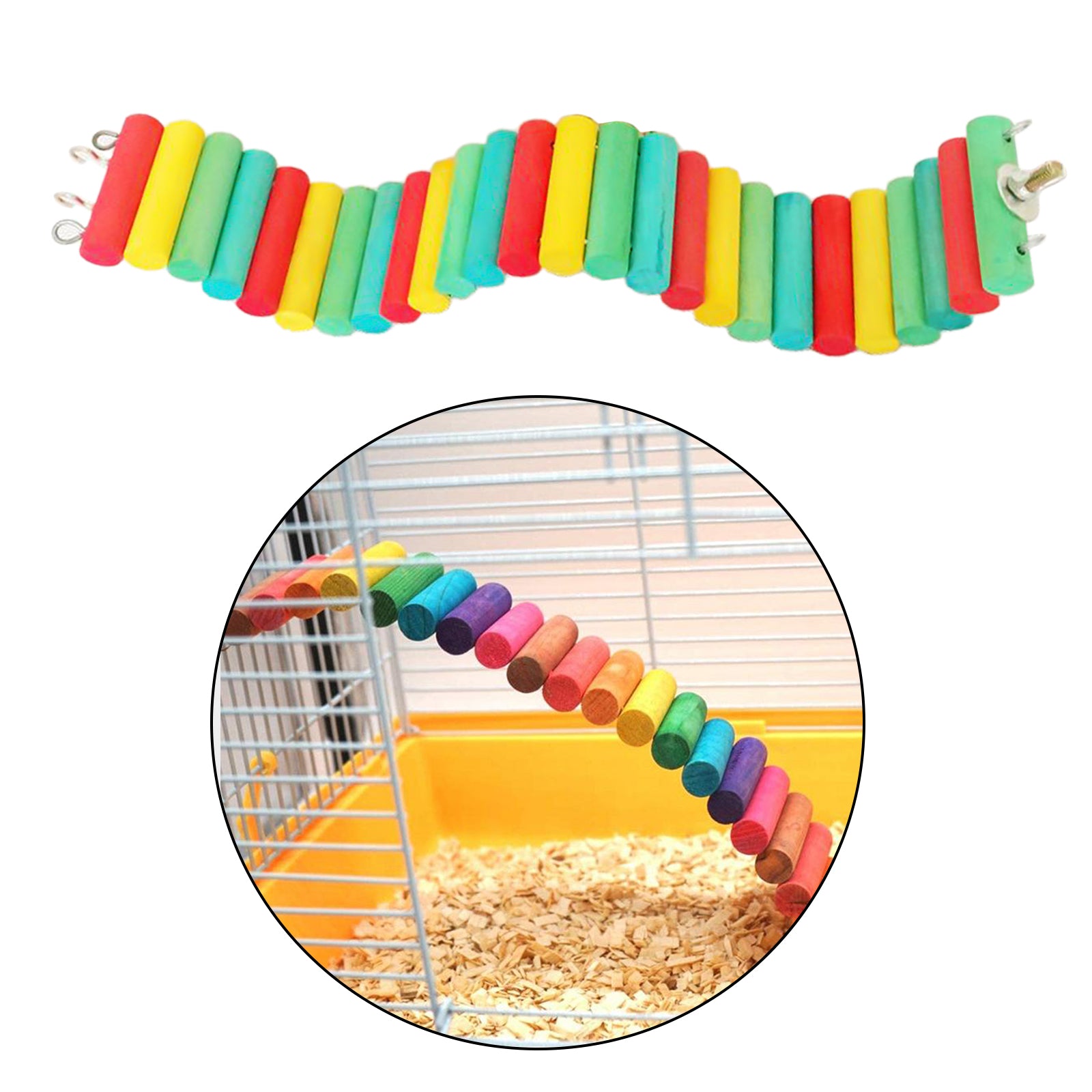 Bird Parrot Suspension Bridge Swing Stand Perch Cage Hanging Toys 30x6cm