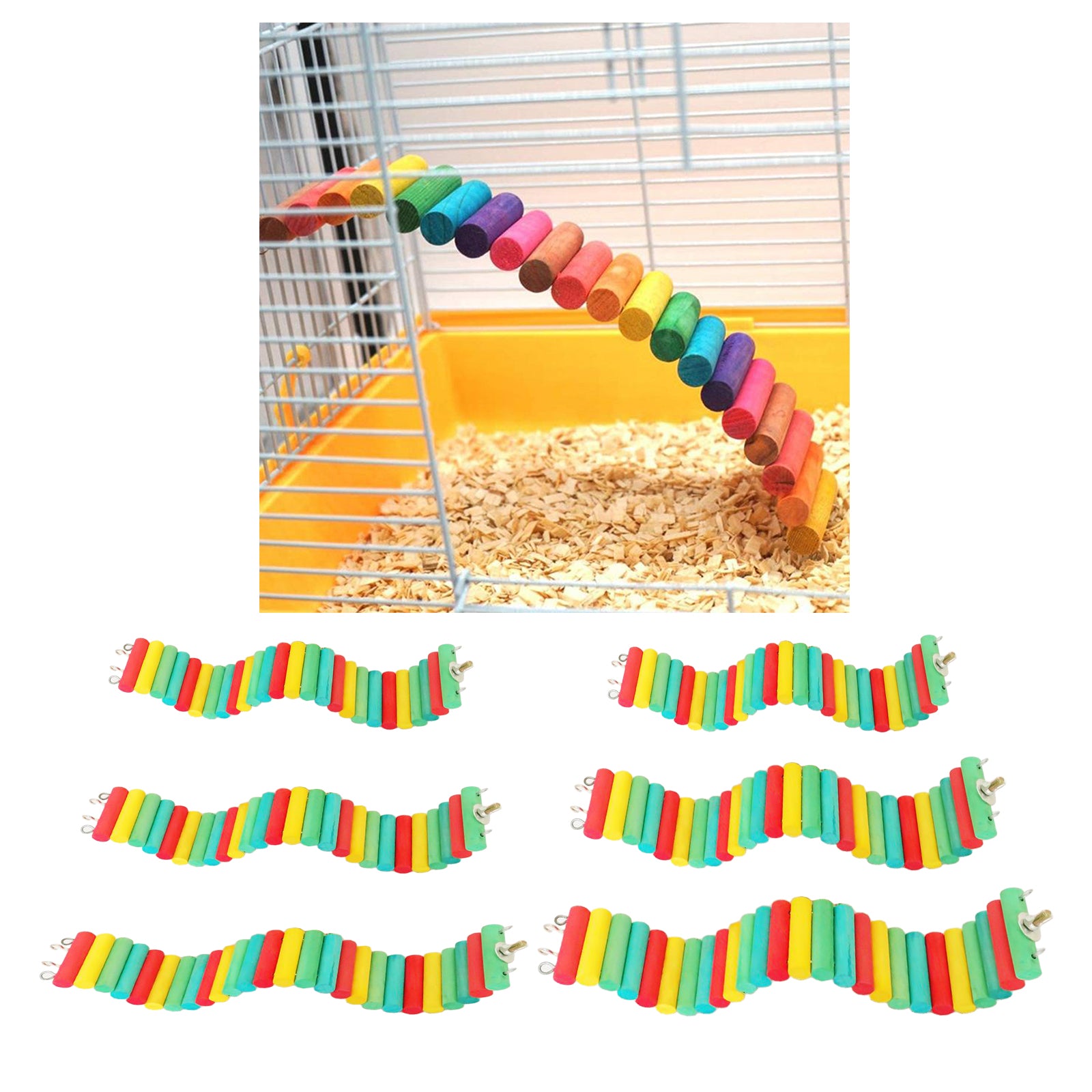 Bird Parrot Suspension Bridge Swing Stand Perch Cage Hanging Toys 30x6cm