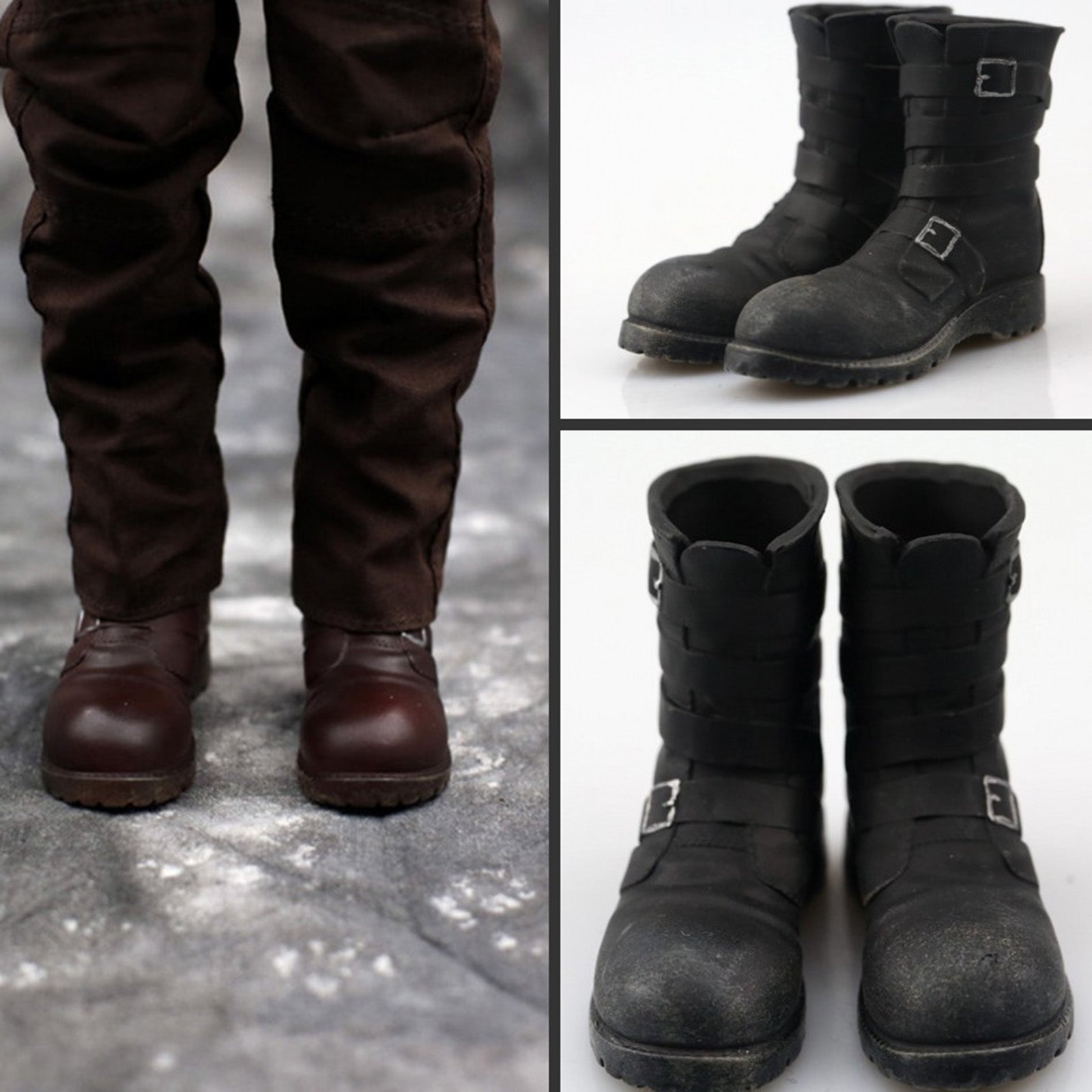Miniature 1/6 Scale Combat Boots Shoes Model for 12'' Soldier Action Figure Brown