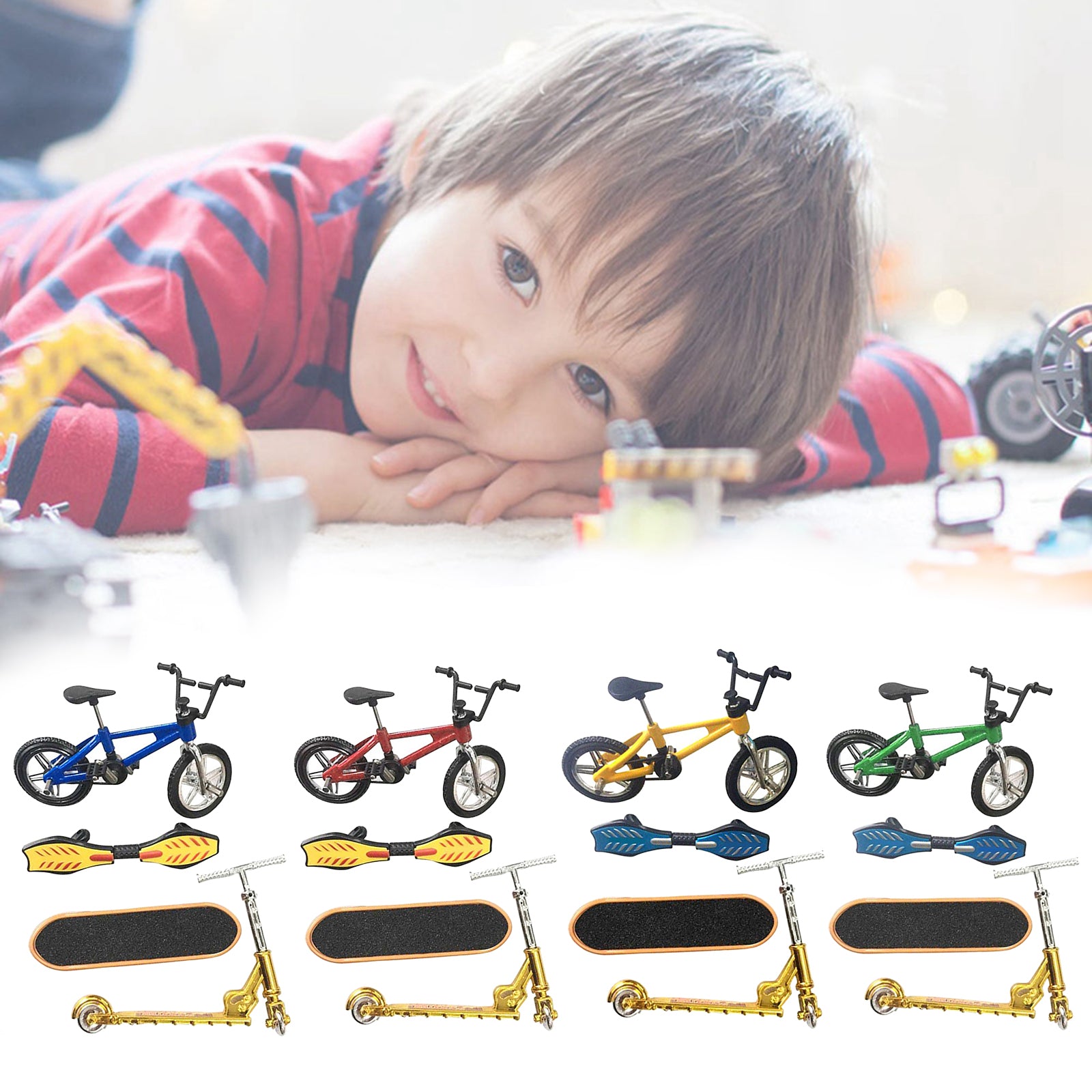 Mini Finger Toys Set Skateboards Finger Bikes Scooter Tiny Swing Board A