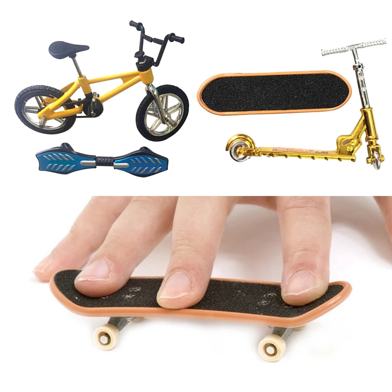 Mini Finger Toys Set Skateboards Finger Bikes Scooter Tiny Swing Board C