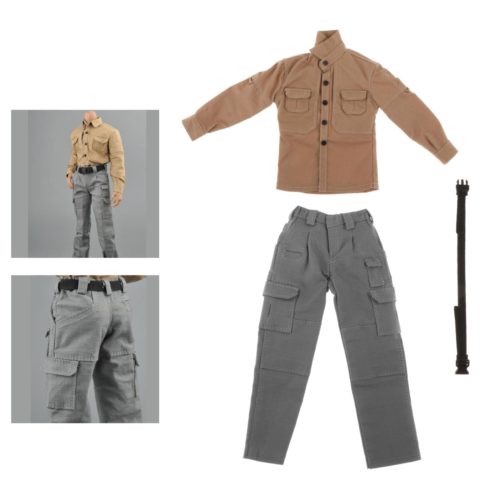 Collection 1:6 Men Figure Field Clothing Suits for 12" Doll Body Model Accs khaki top