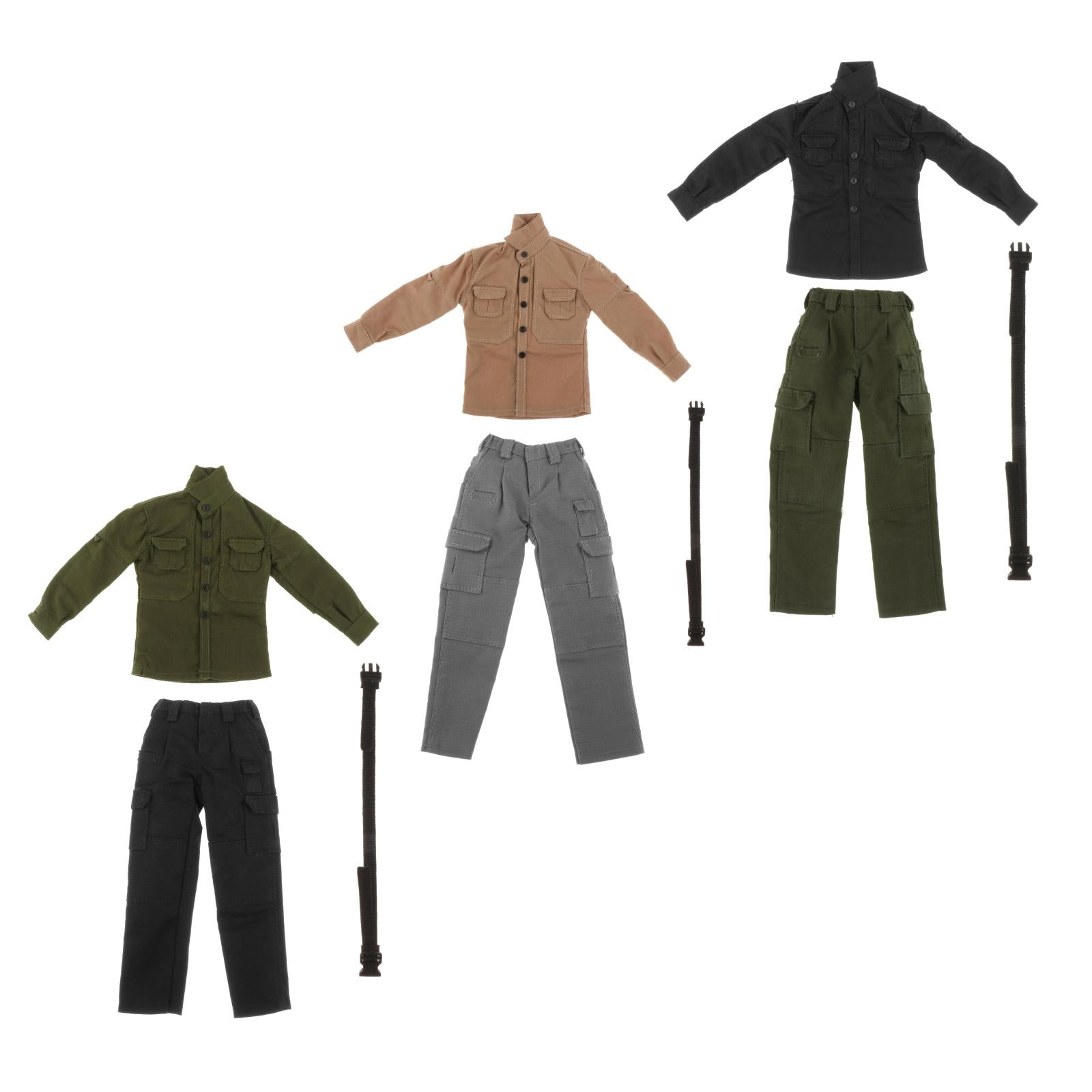 Collection 1:6 Men Figure Field Clothing Suits for 12" Doll Body Model Accs black top