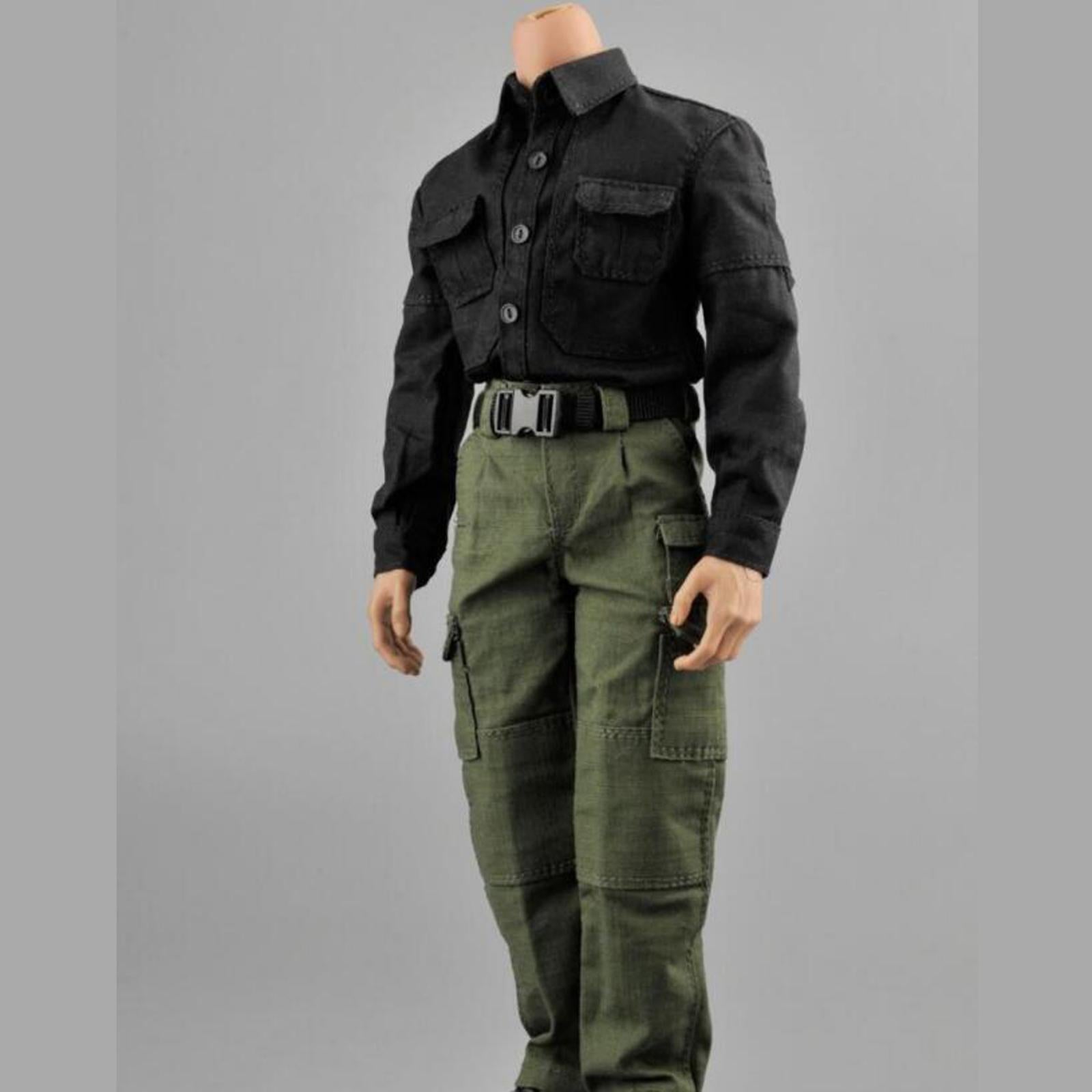 Collection 1:6 Men Figure Field Clothing Suits for 12" Doll Body Model Accs black top