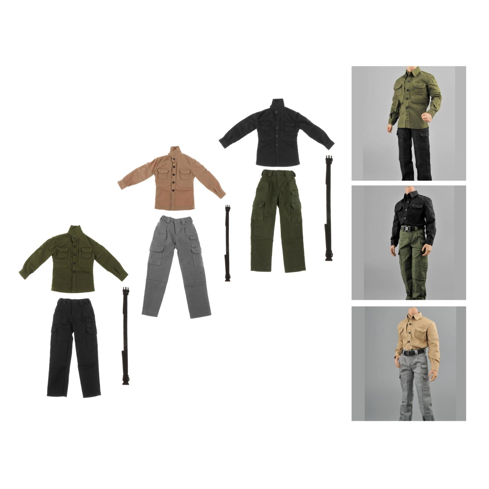 Collection 1:6 Men Figure Field Clothing Suits for 12" Doll Body Model Accs black top