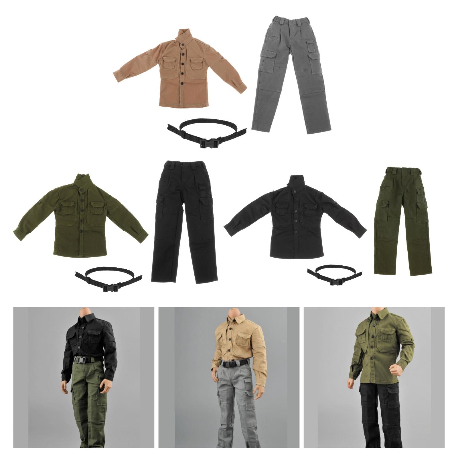 Collection 1:6 Men Figure Field Clothing Suits for 12" Doll Body Model Accs black top