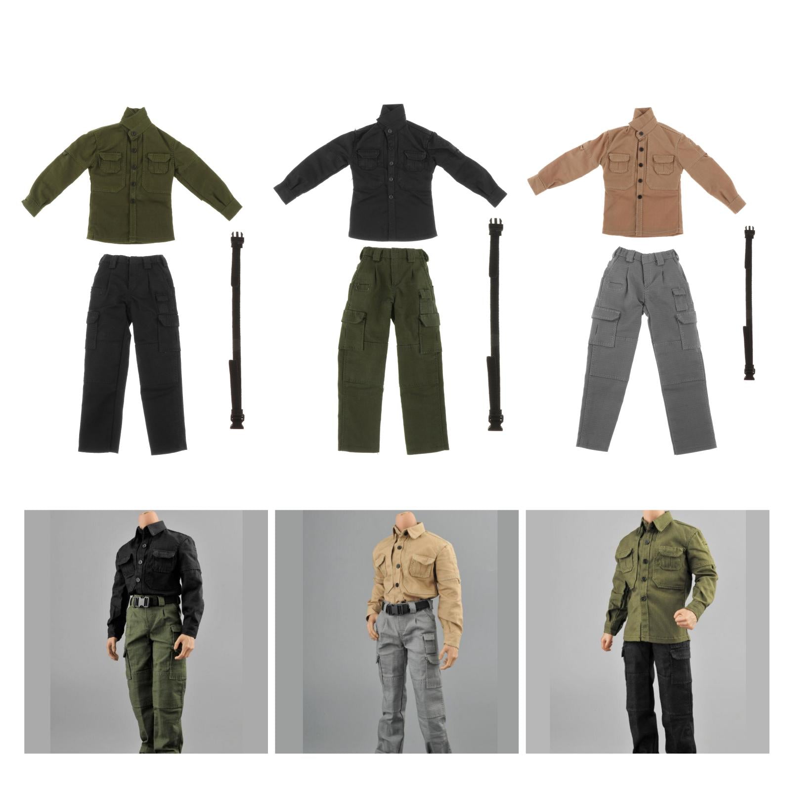 Collection 1:6 Men Figure Field Clothing Suits for 12" Doll Body Model Accs black top