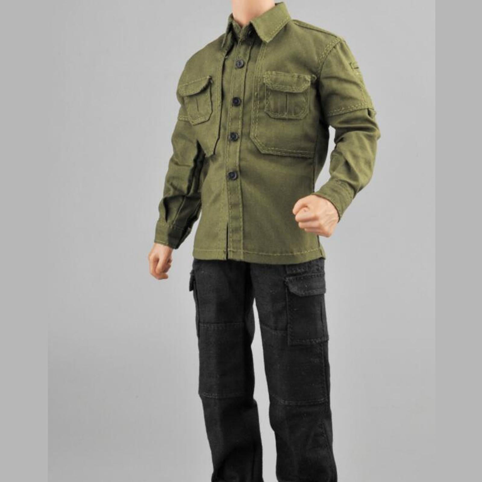 Collection 1:6 Men Figure Field Clothing Suits for 12" Doll Body Model Accs arm green top