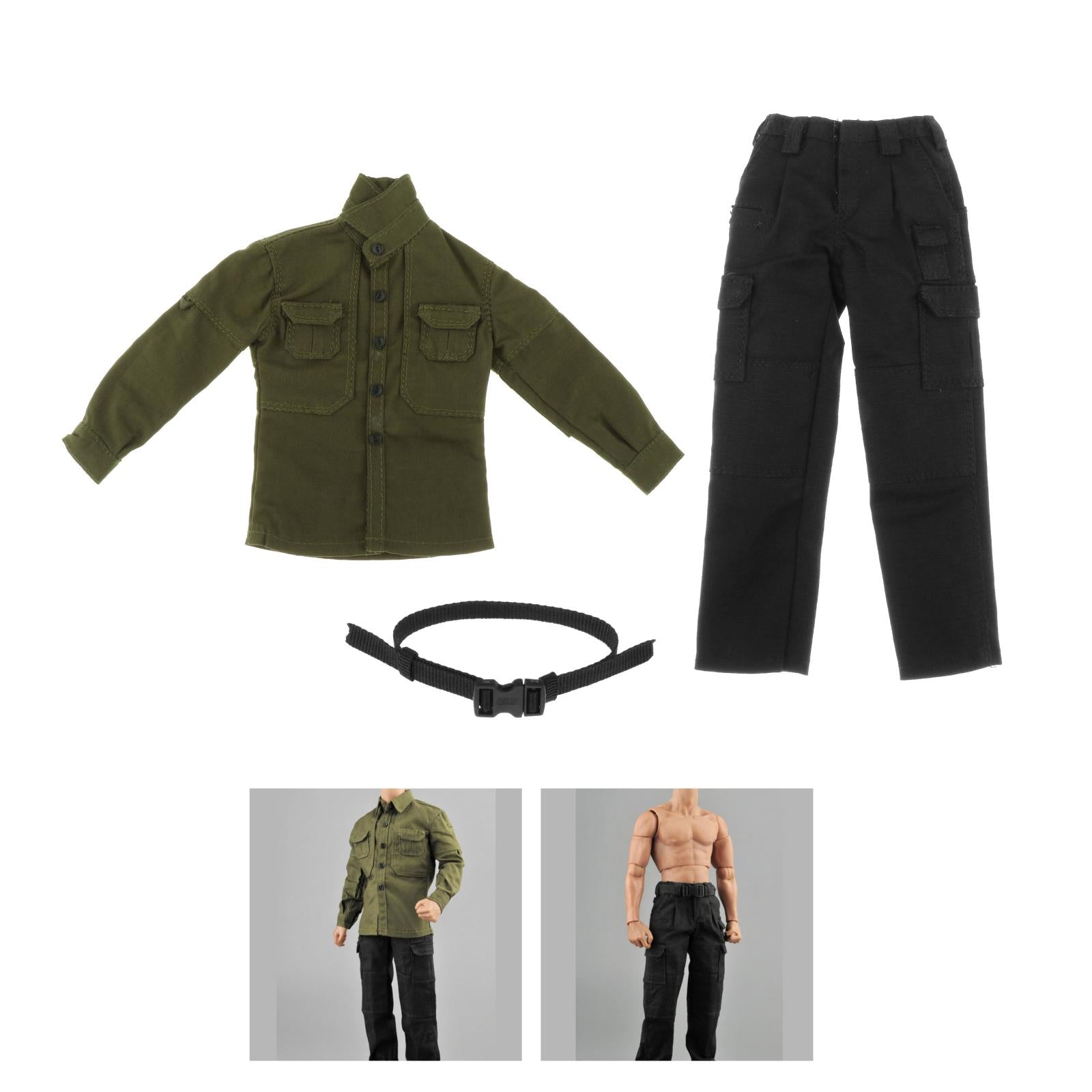 Collection 1:6 Men Figure Field Clothing Suits for 12" Doll Body Model Accs arm green top