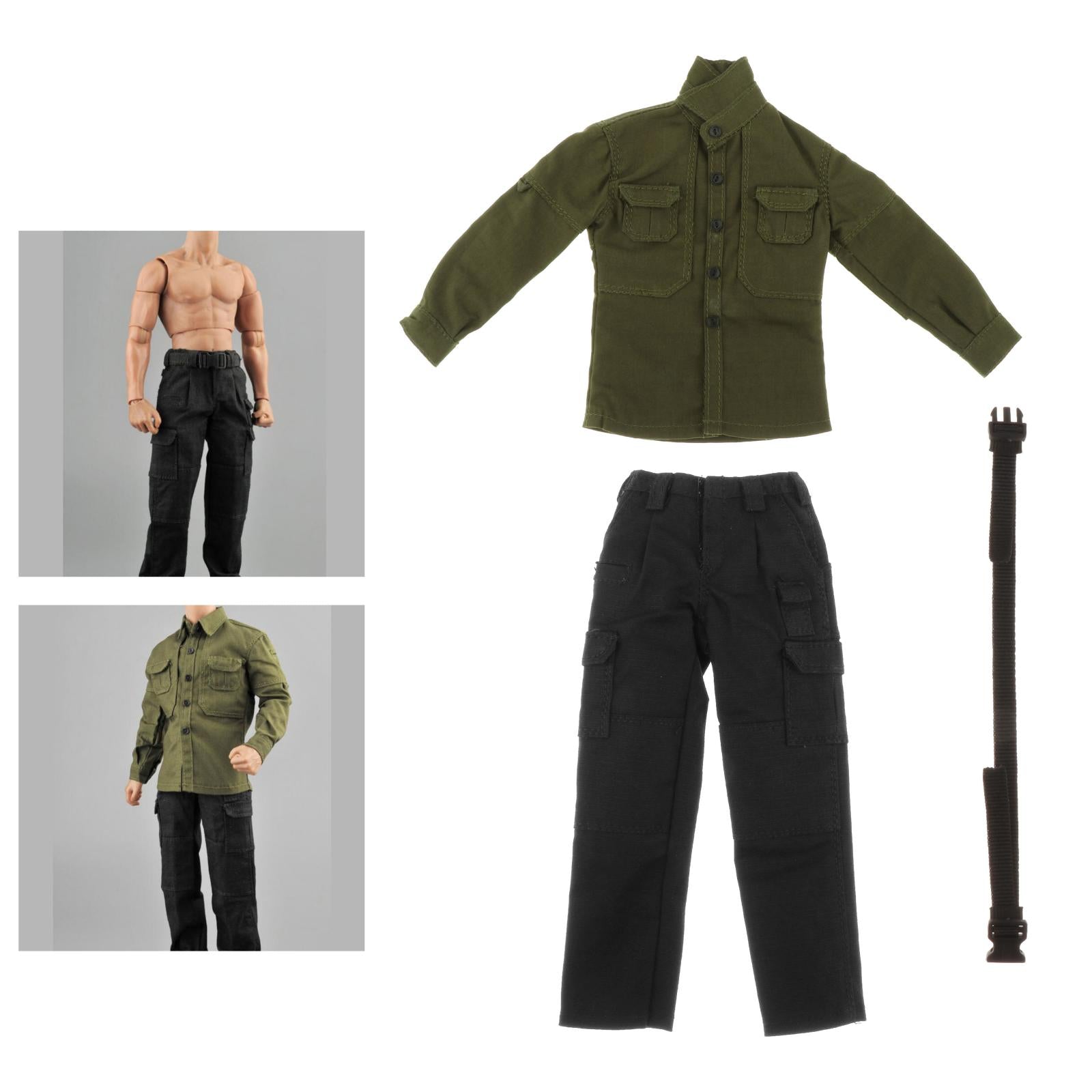 Collection 1:6 Men Figure Field Clothing Suits for 12" Doll Body Model Accs arm green top