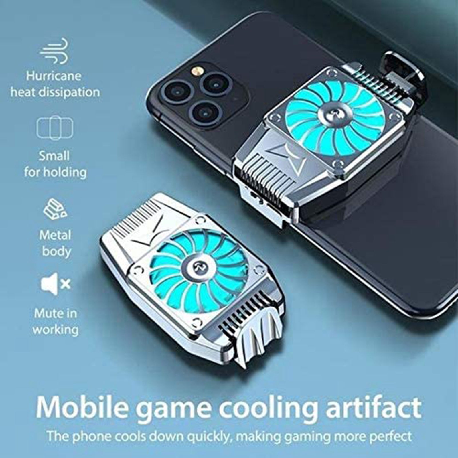 Compact Cooling Fan Phone Radiator Cooler Lives Watch Videos Plug in_Silver