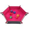 Dice Tray Foldable Leather Storage Box Desktop Storage Holder Rose red