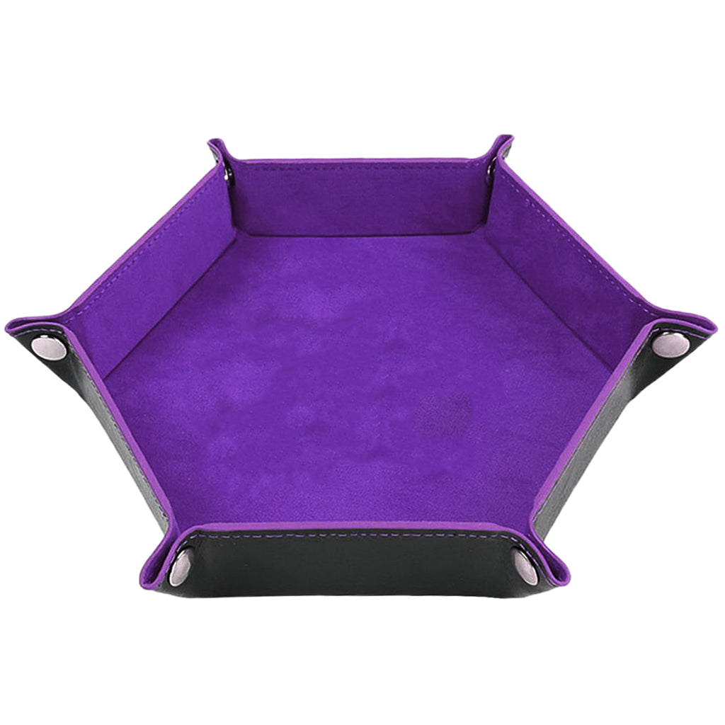 Dice Tray Foldable Leather Storage Box Desktop Storage Holder Purple