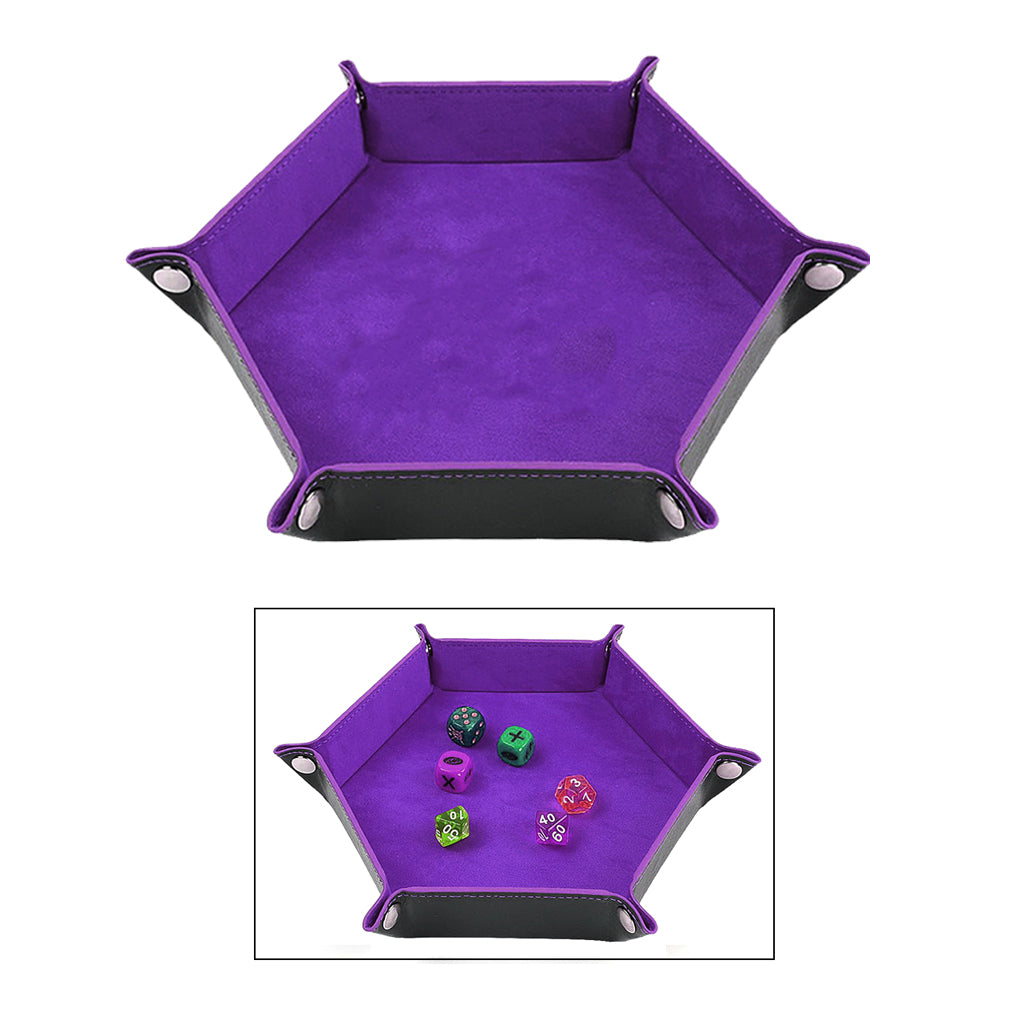 Dice Tray Foldable Leather Storage Box Desktop Storage Holder Purple