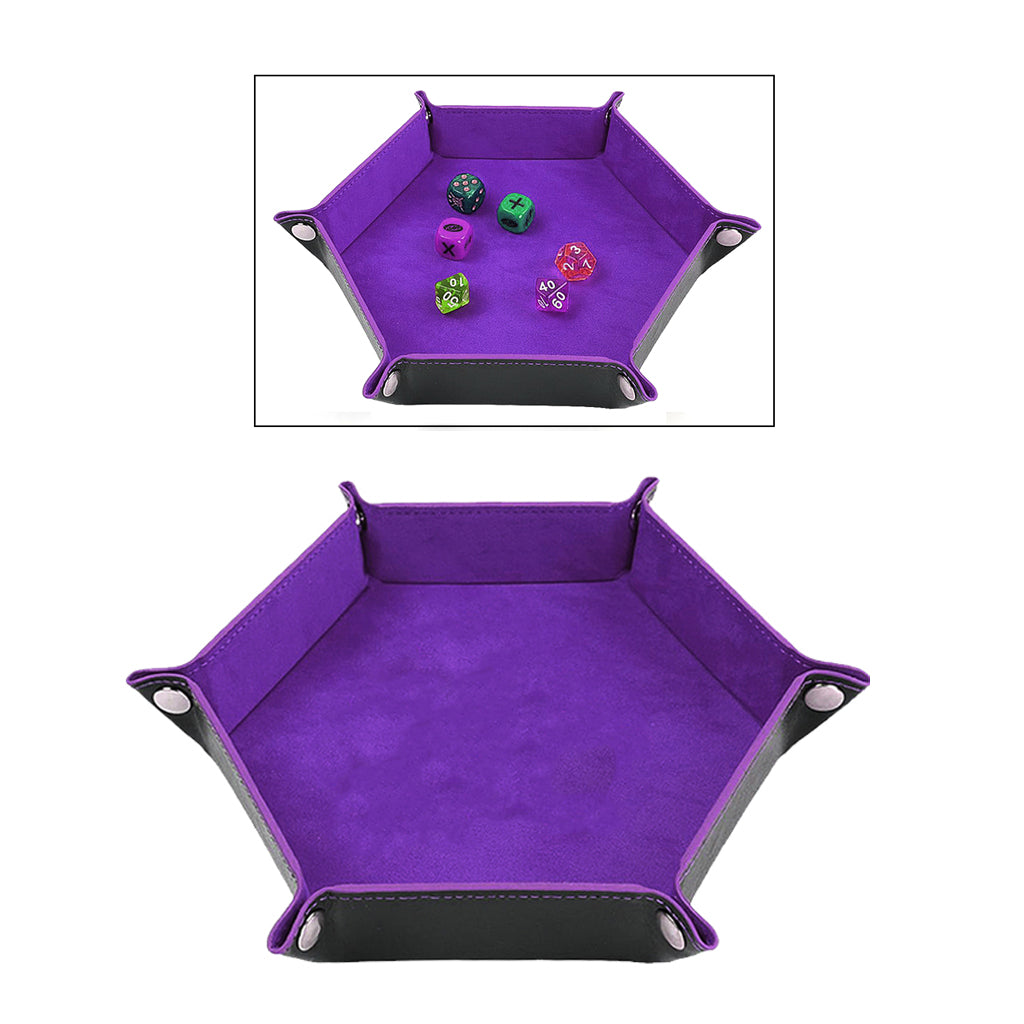 Dice Tray Foldable Leather Storage Box Desktop Storage Holder Purple