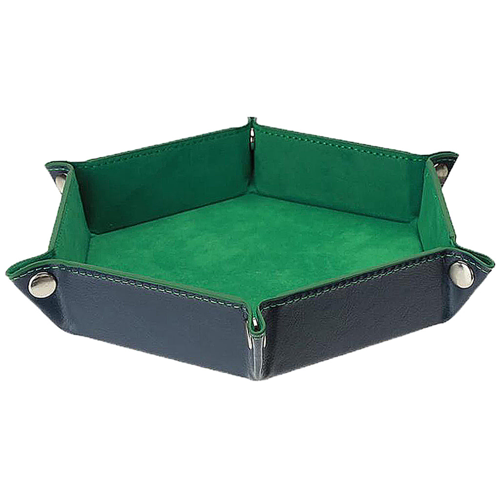 Dice Tray Foldable Leather Storage Box Desktop Storage Holder Green