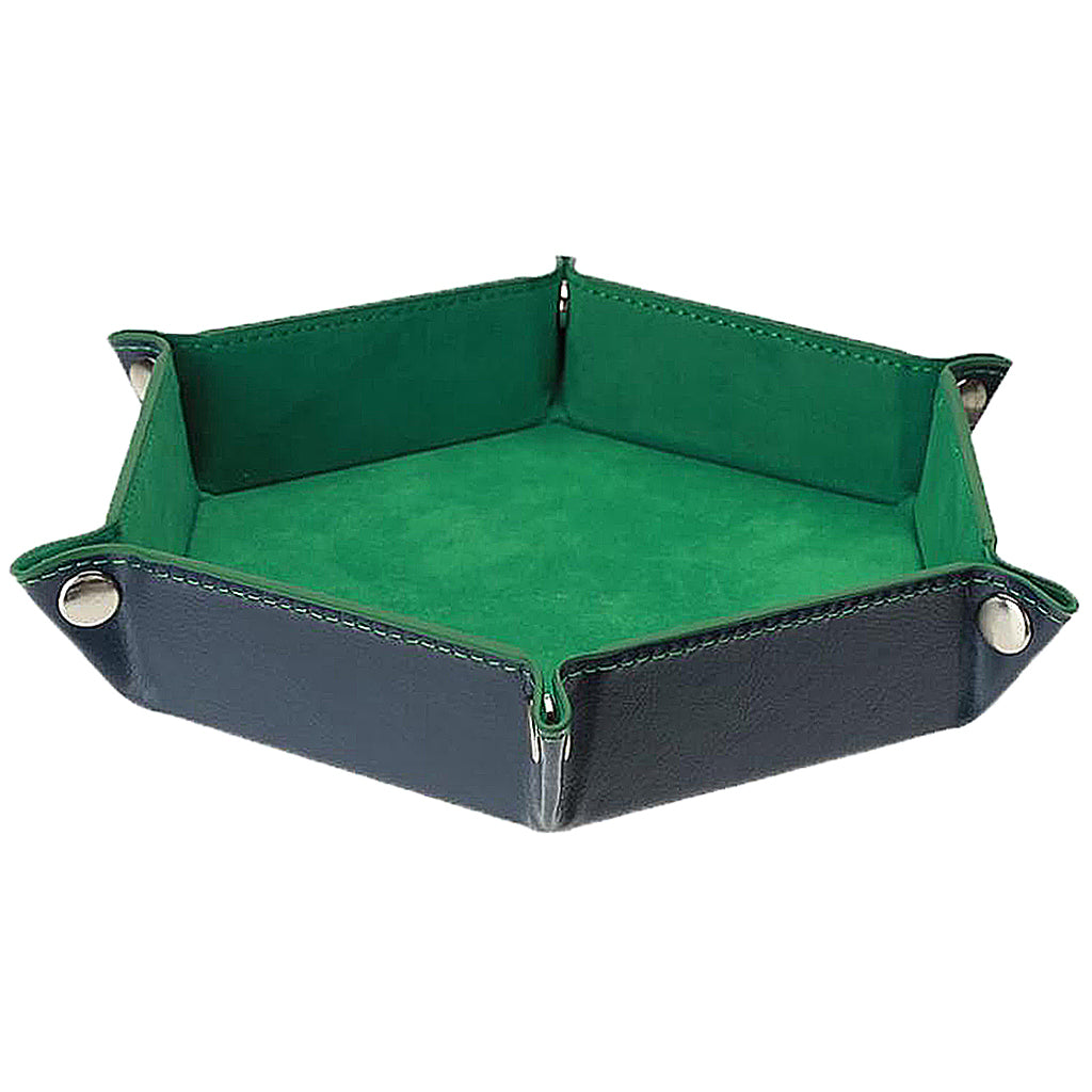 Dice Tray Foldable Leather Storage Box Desktop Storage Holder Green