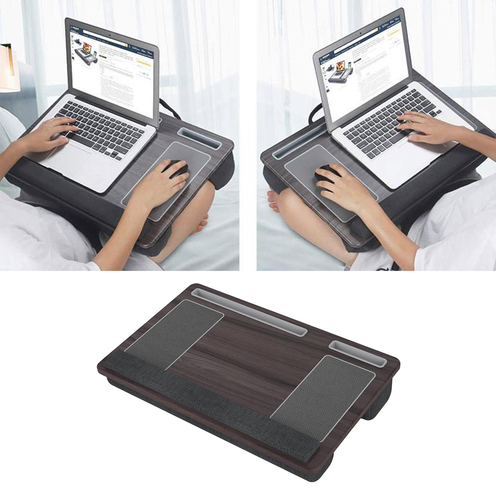 Lap Desk Comfortable Lazy Computer Laptop Table with Wrist Rest Gray