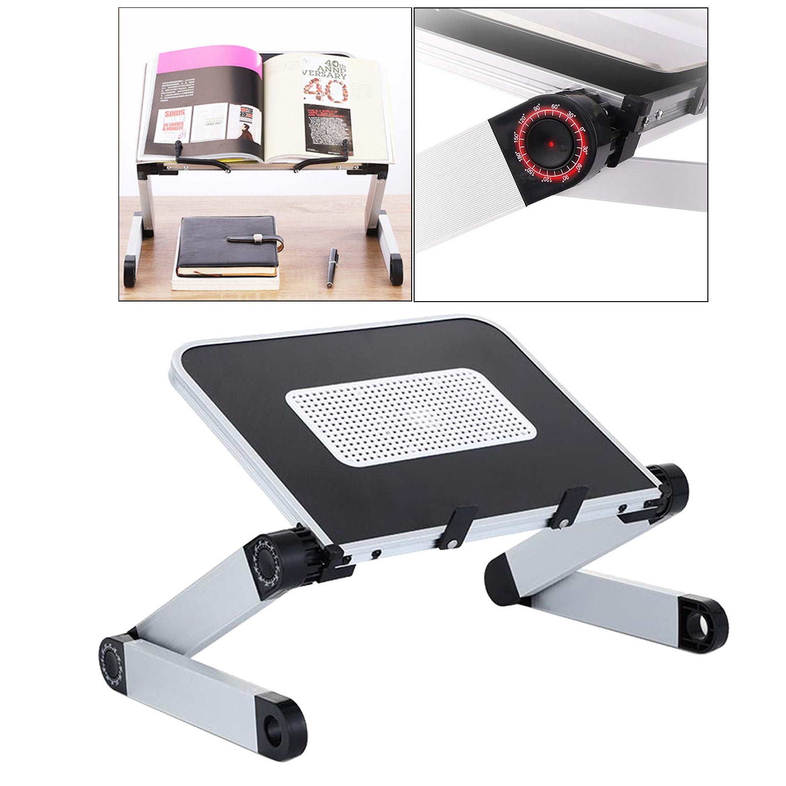 Foldable Laptop Stand Height Adjustable Notebook Holder Black with Heatsink