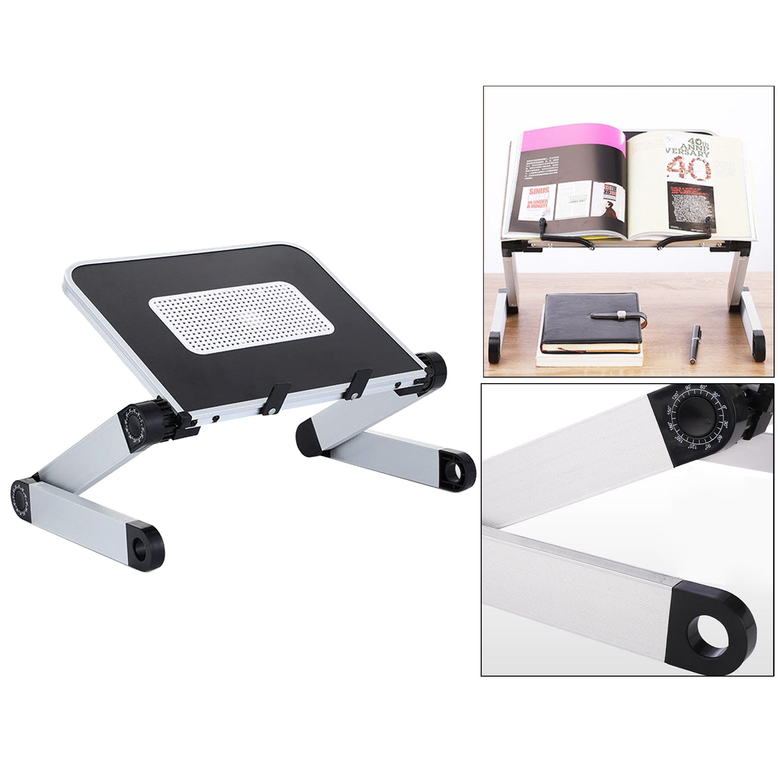 Foldable Laptop Stand Height Adjustable Notebook Holder Black with Heatsink