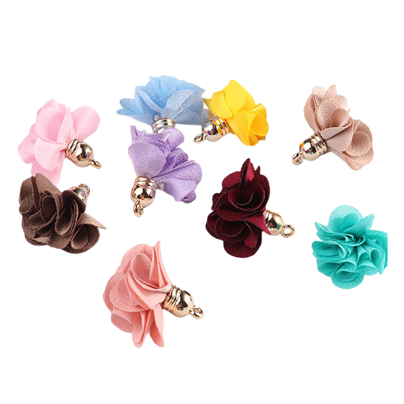 100-Pack Cloth Flower Pendants Tassel Charms DIY Earrings Making Elegant