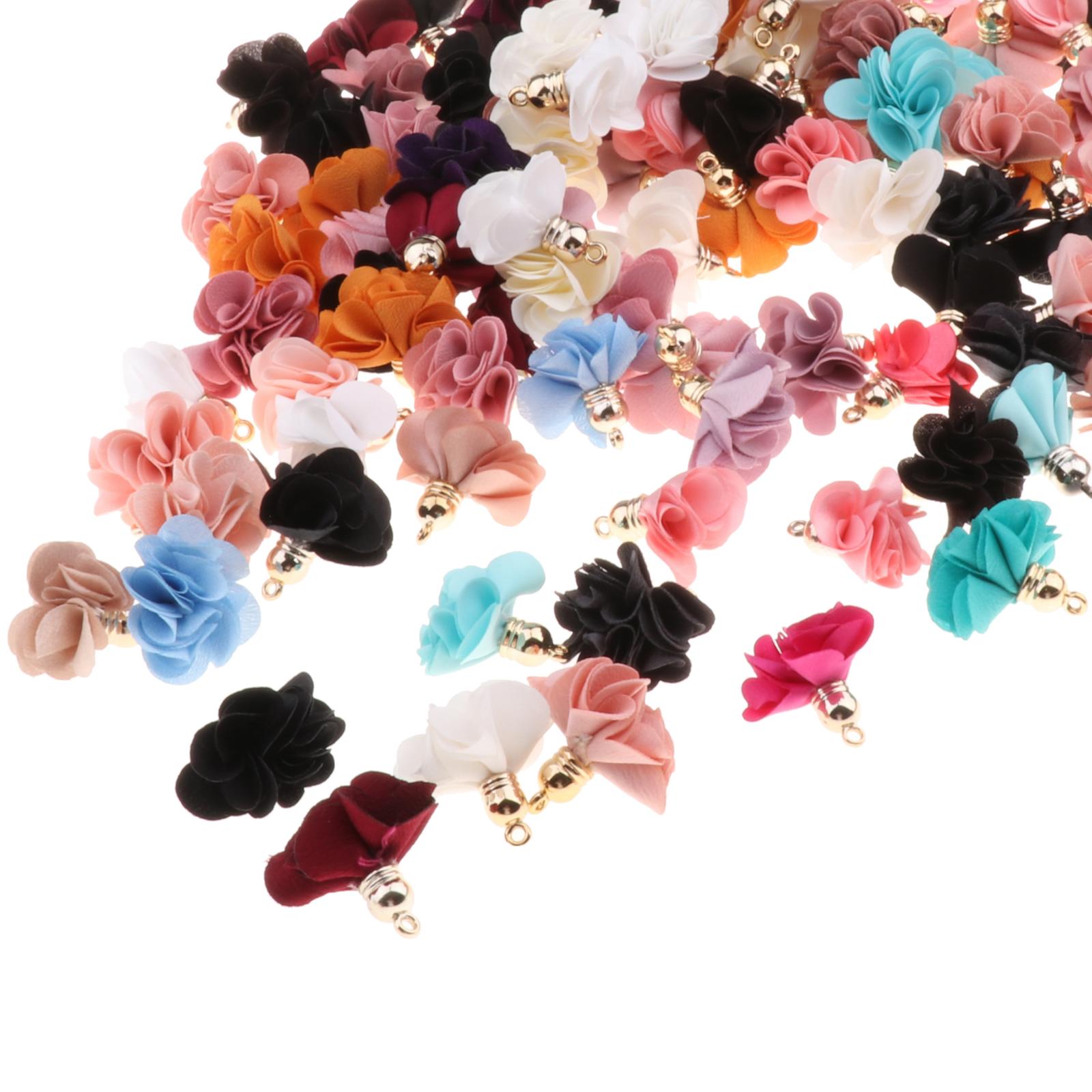 100-Pack Cloth Flower Pendants Tassel Charms DIY Earrings Making Elegant