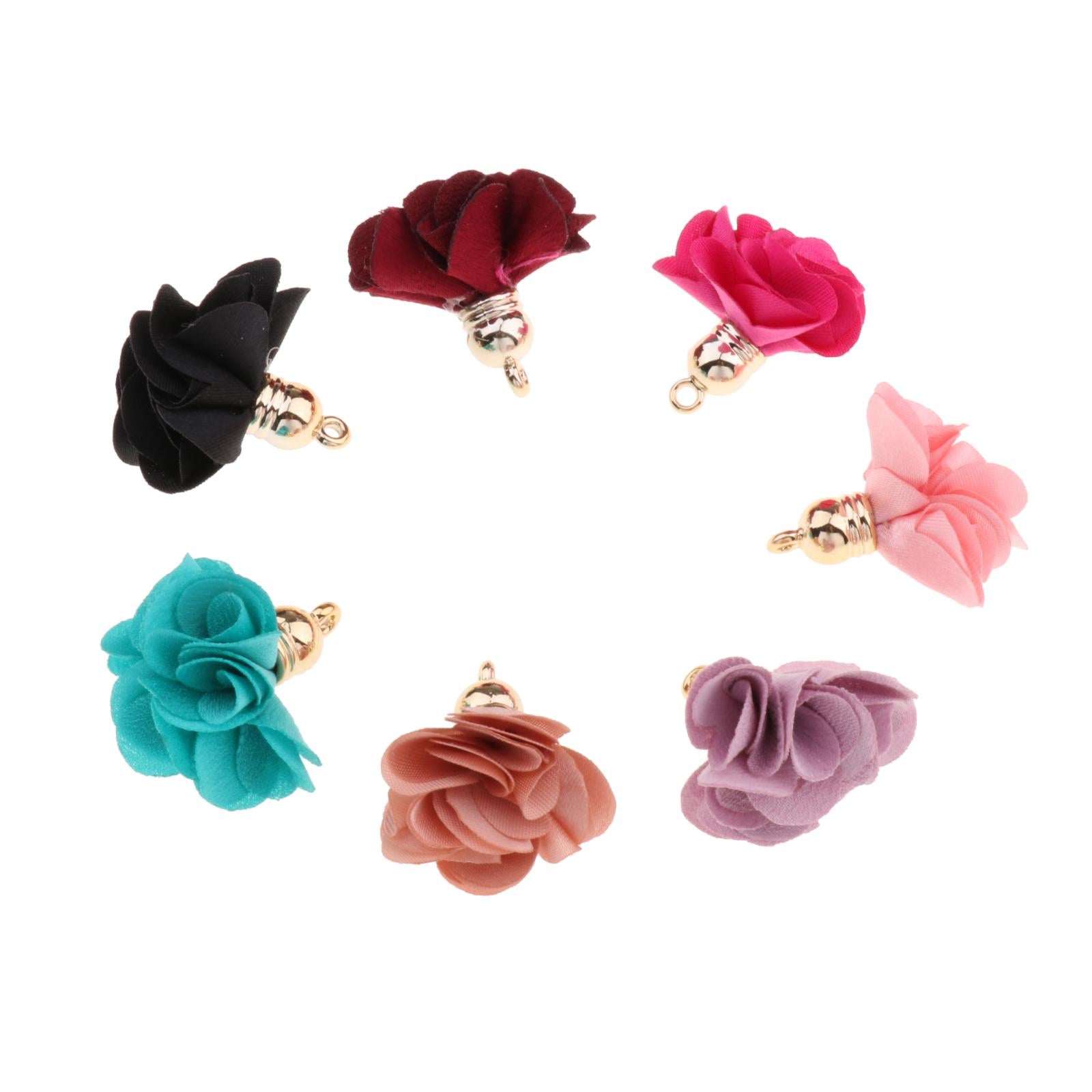 100-Pack Cloth Flower Pendants Tassel Charms DIY Earrings Making Elegant