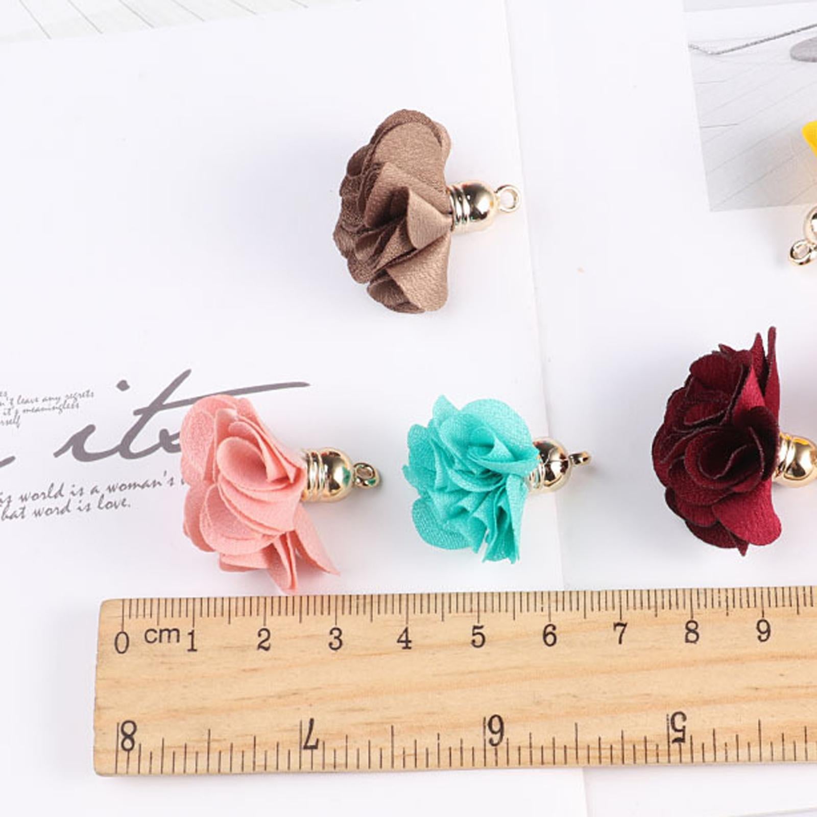 100-Pack Cloth Flower Pendants Tassel Charms DIY Earrings Making Elegant