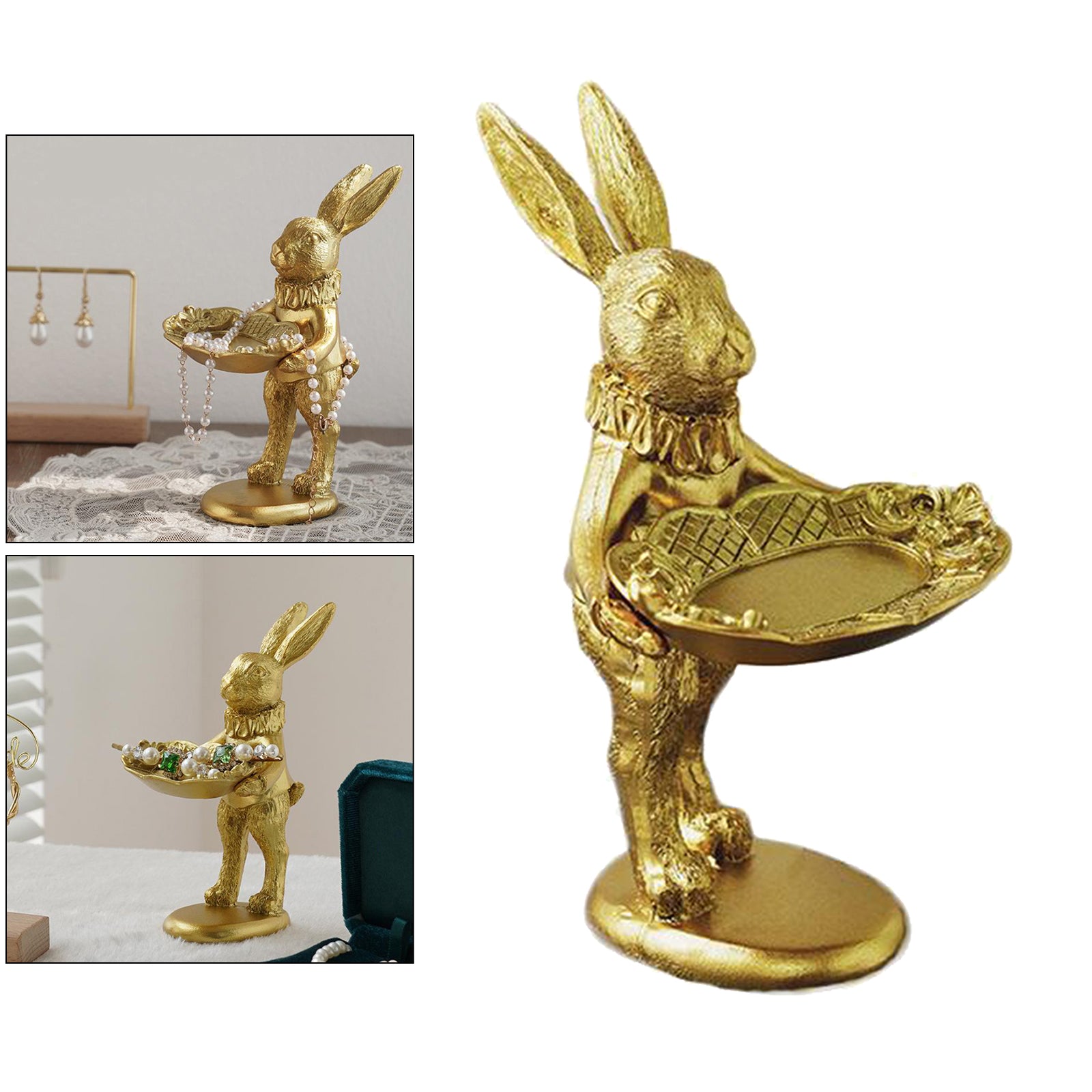 Jewelry Display Stand Creative Tabletop Rabbit Figurine Earring Holder Rack