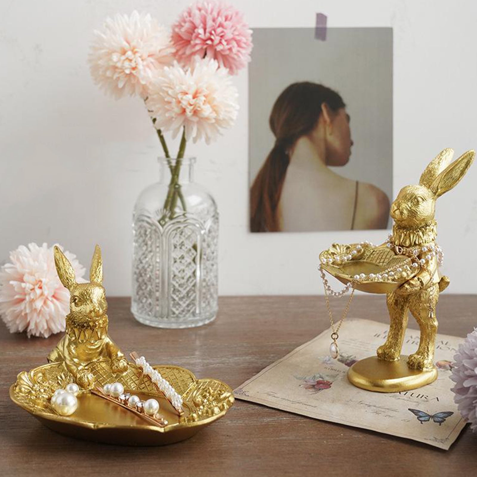 Jewelry Display Stand Creative Tabletop Rabbit Figurine Earring Holder Rack