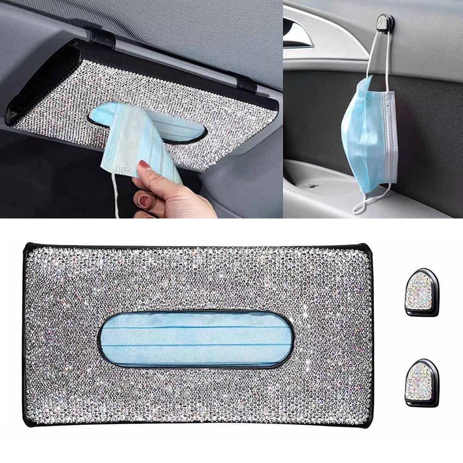 Sun Visor Napkin Holder Bling Car SUV Tissue Holder Tissue Case Storage Box