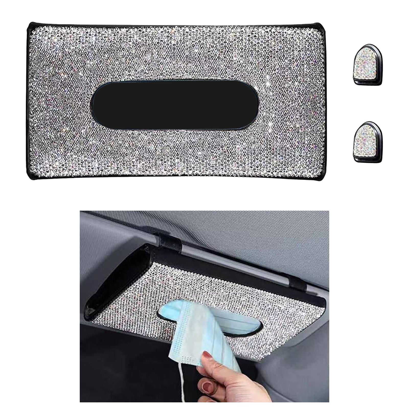 Sun Visor Napkin Holder Bling Car SUV Tissue Holder Tissue Case Storage Box