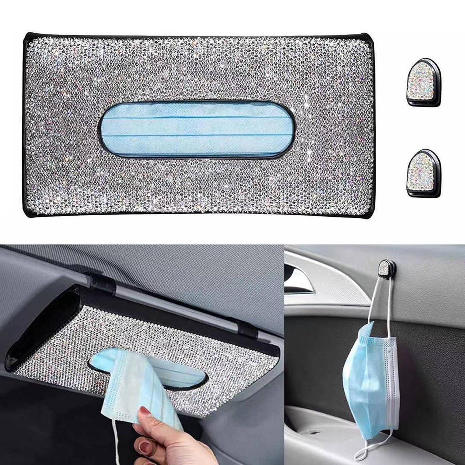 Sun Visor Napkin Holder Bling Car SUV Tissue Holder Tissue Case Storage Box