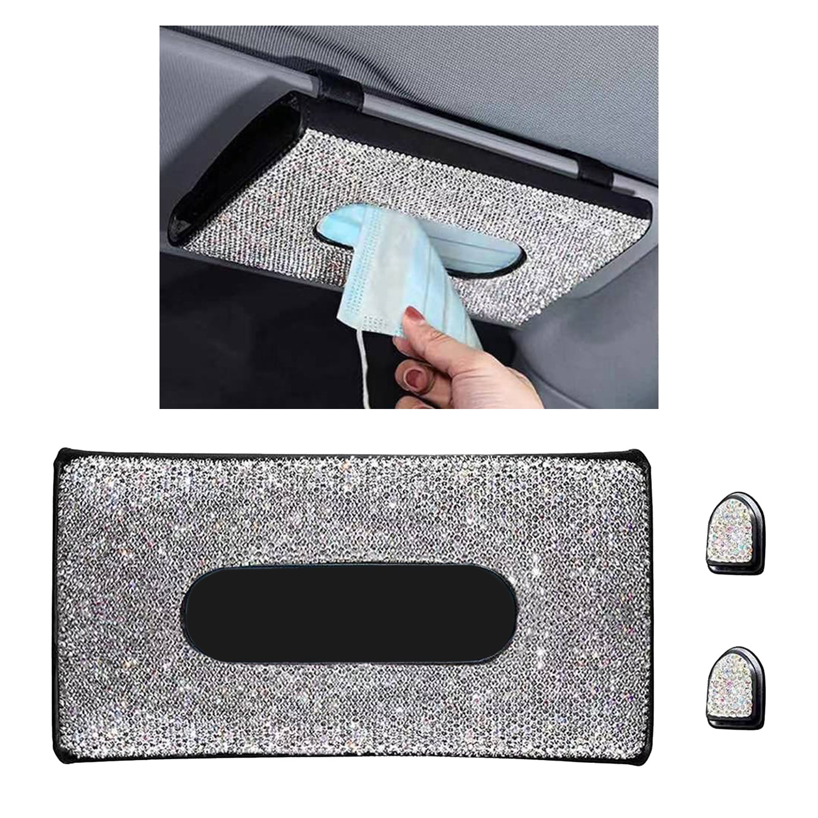 Sun Visor Napkin Holder Bling Car SUV Tissue Holder Tissue Case Storage Box