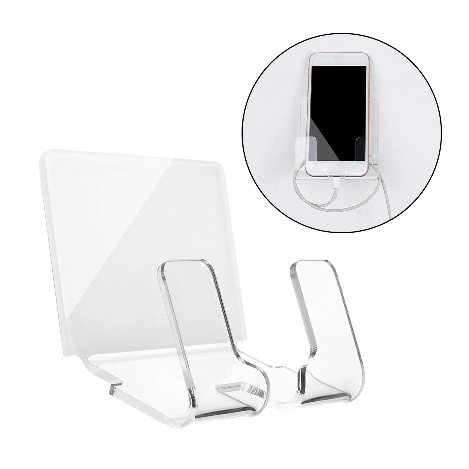 Durable Acrylic Phone Wall Charger Holder Remote Control Stand Bracket clear