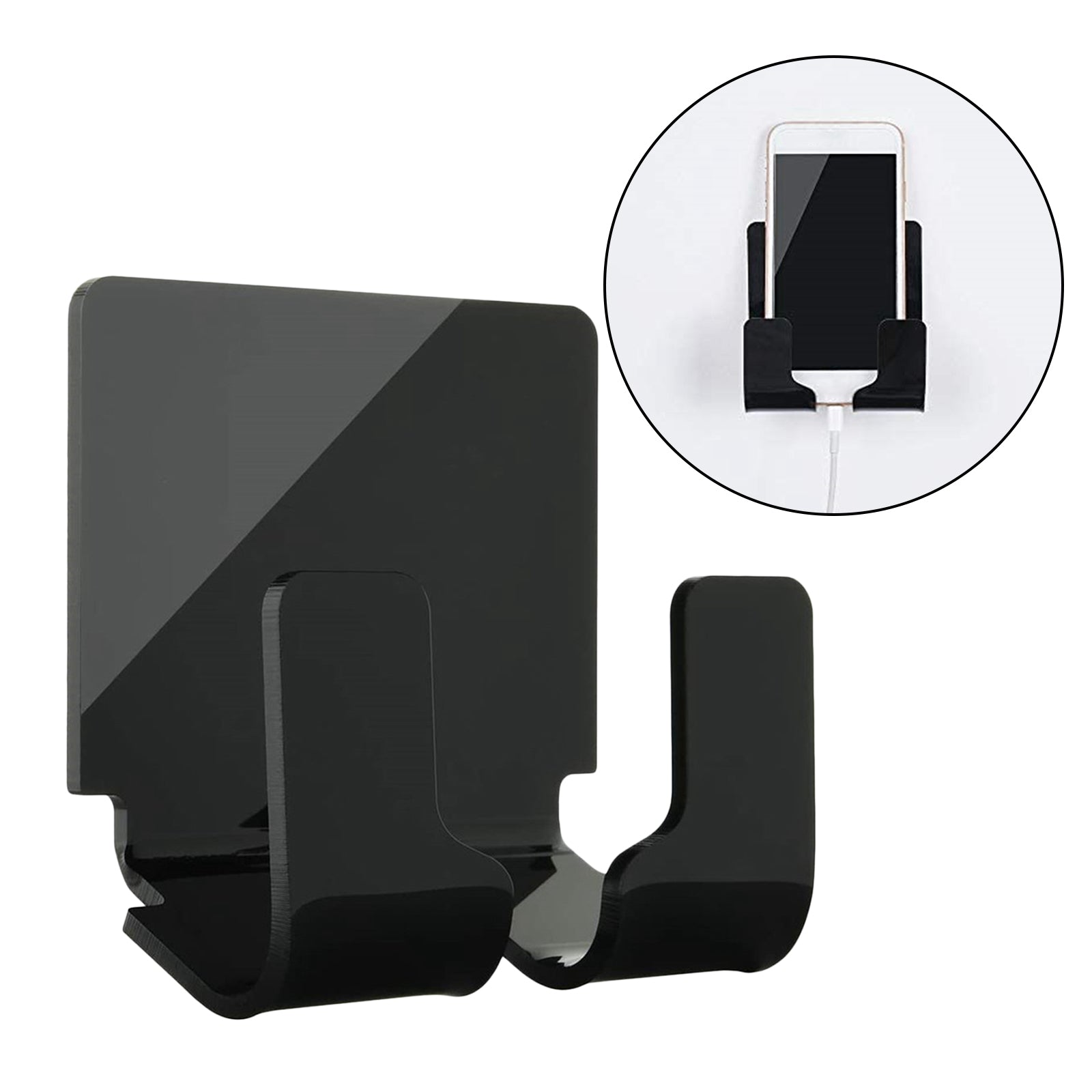 Durable Acrylic Phone Wall Charger Holder Remote Control Stand Bracket black