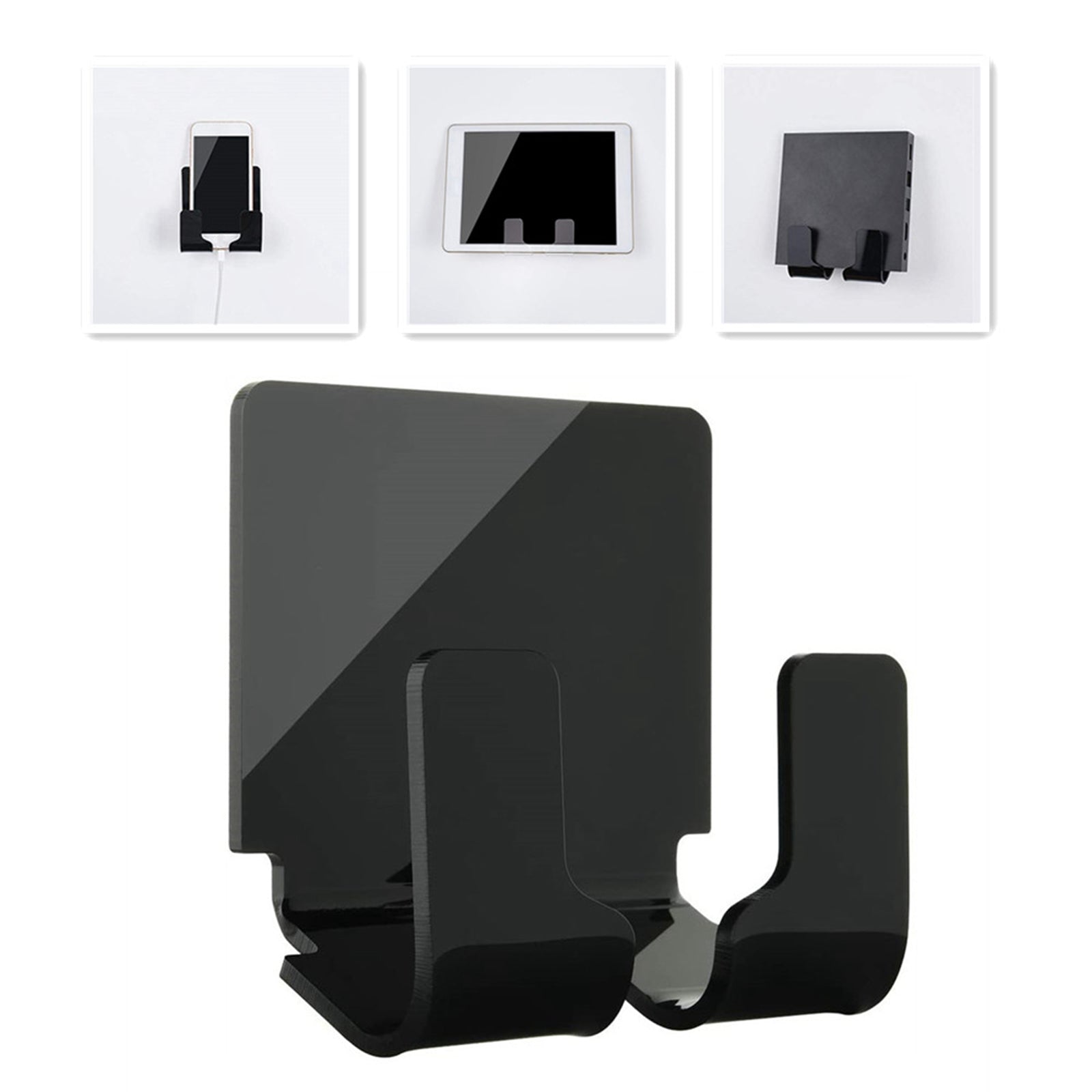 Durable Acrylic Phone Wall Charger Holder Remote Control Stand Bracket black