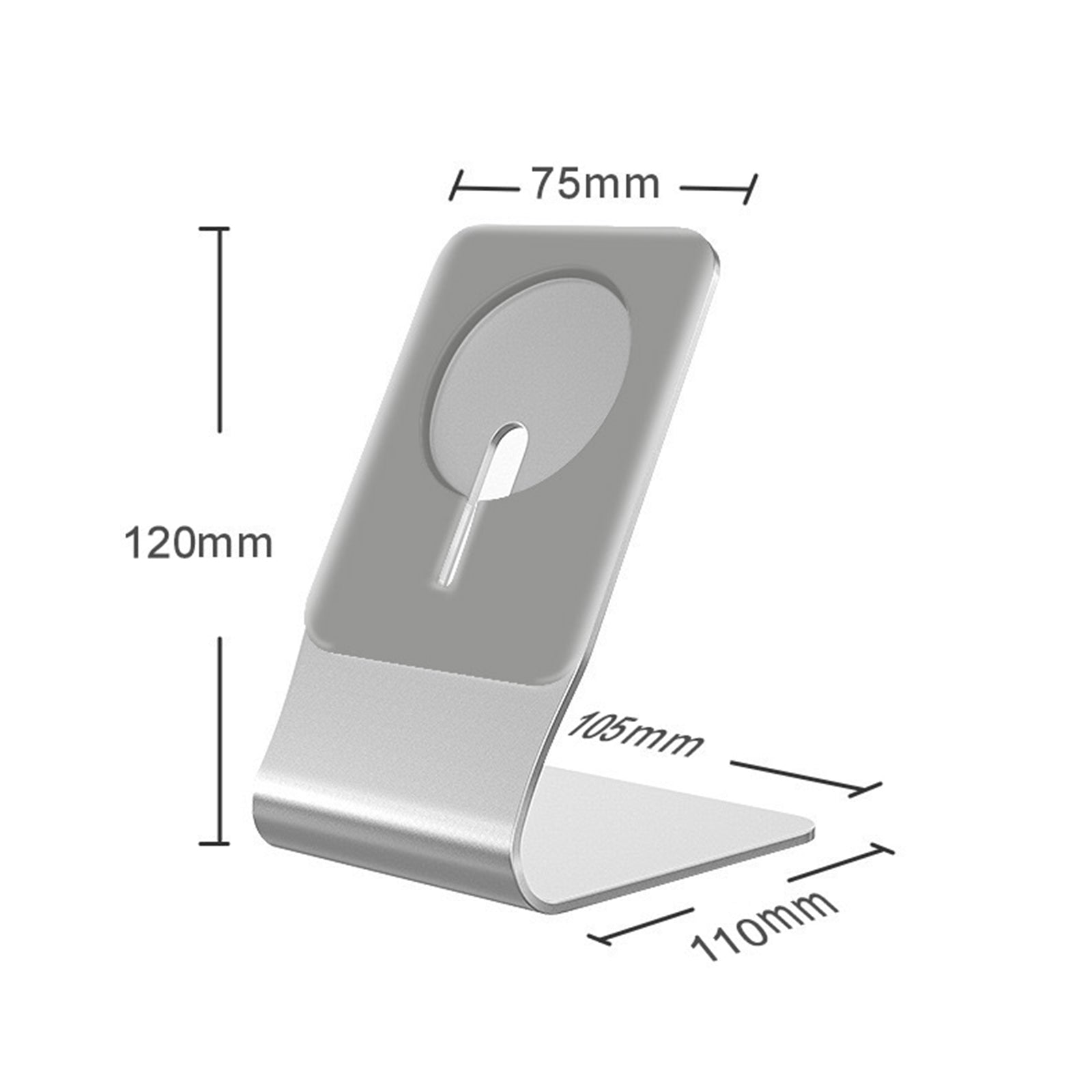 Magnetic Aluminum Desk Stand Holder for MagSafe Wireless Charger Grey