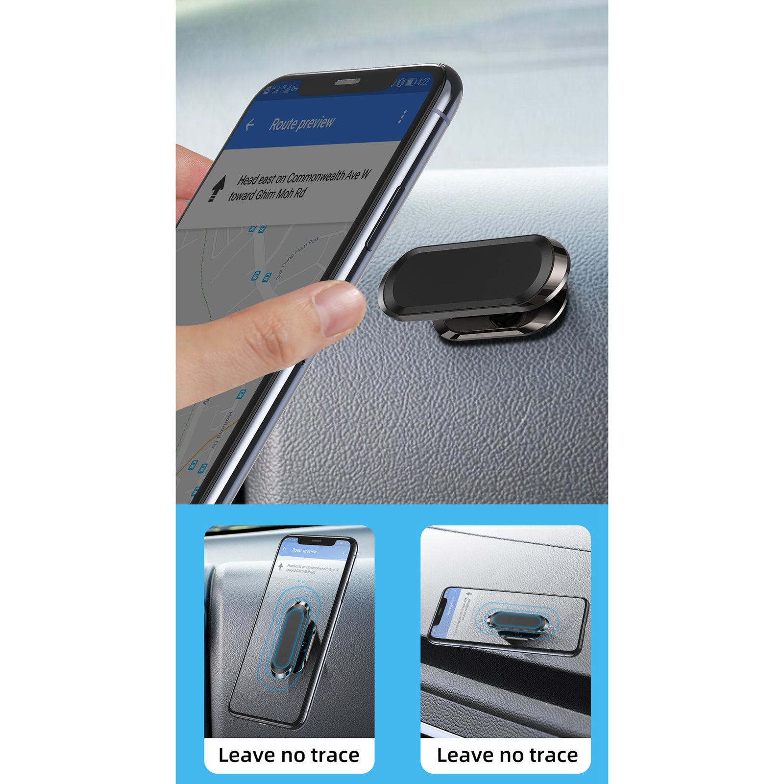 Magnetic Phone Mount Super Strong Magnet Universal Dashboard  black