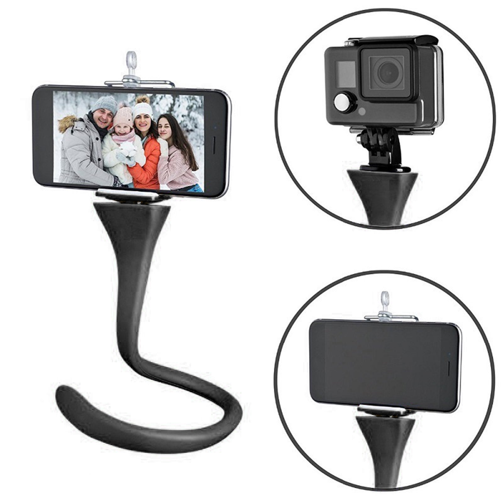 Phone Holder Flexible Twistable Arm Camera Monopod Lazy Bracket Clip Black