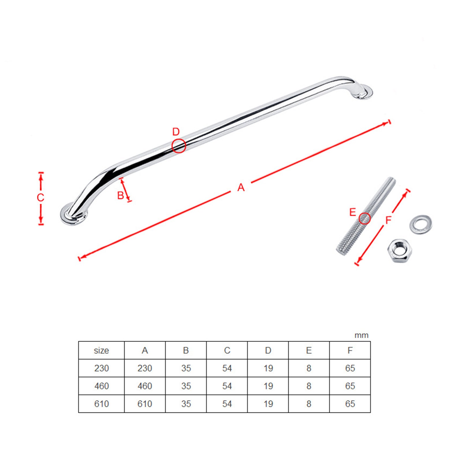 Premium Stainless Steel Door Handrail Rail Grab Bar Yacht Hardwares 230mm